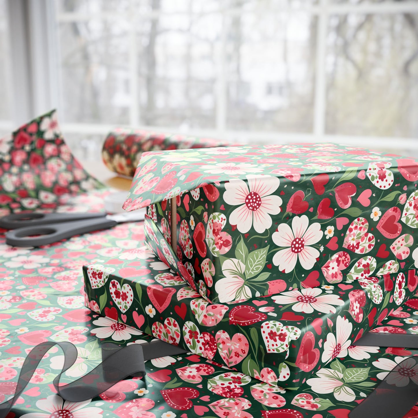 Flora & Heart Wrapping Paper,