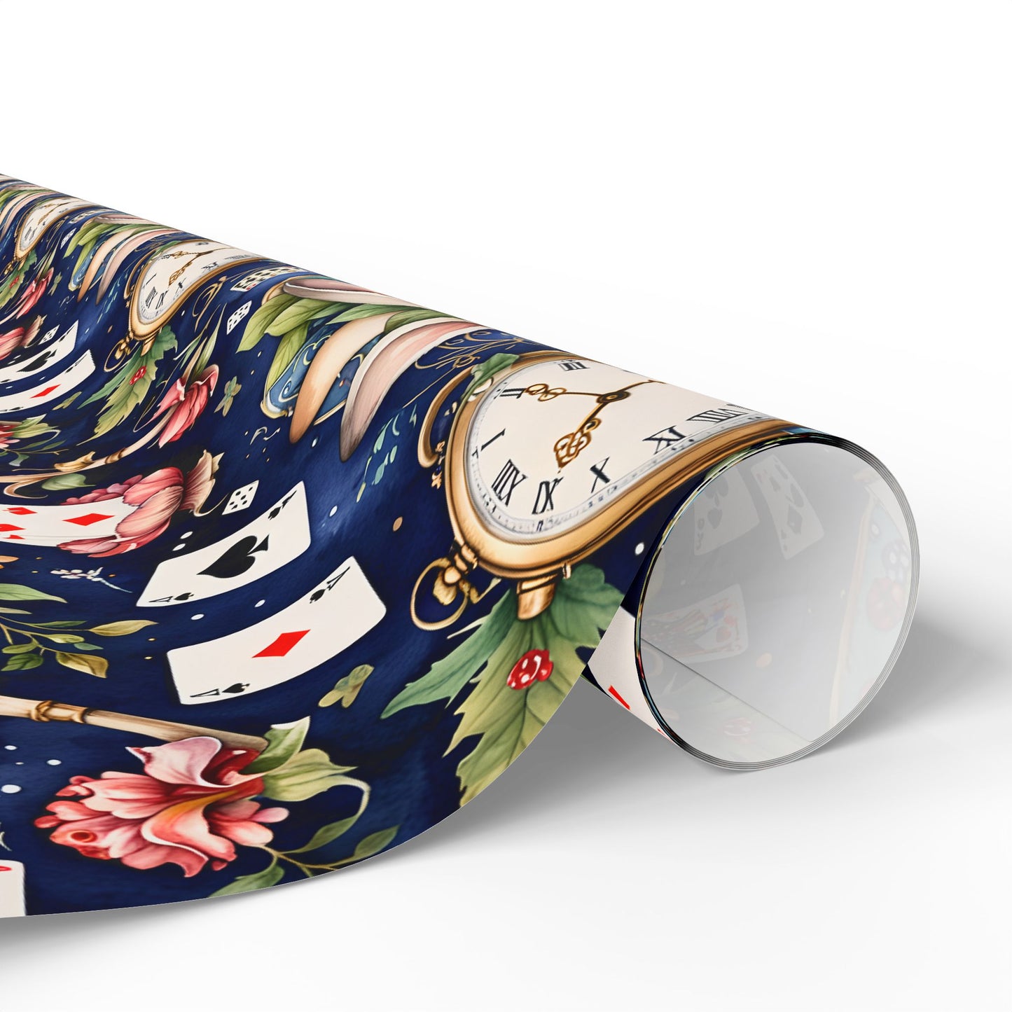 Enchanting Navy Gift Wrap inspired by Alice in Wonderland
