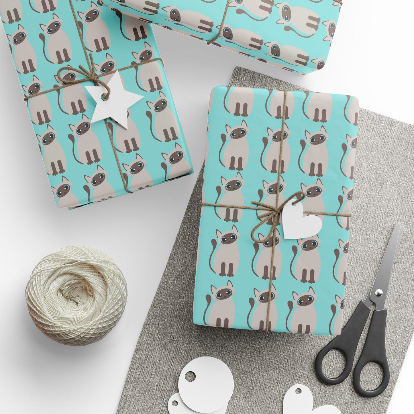 Siamese Cat Wrapping Paper – Elegant Blue Background for Cat Lovers