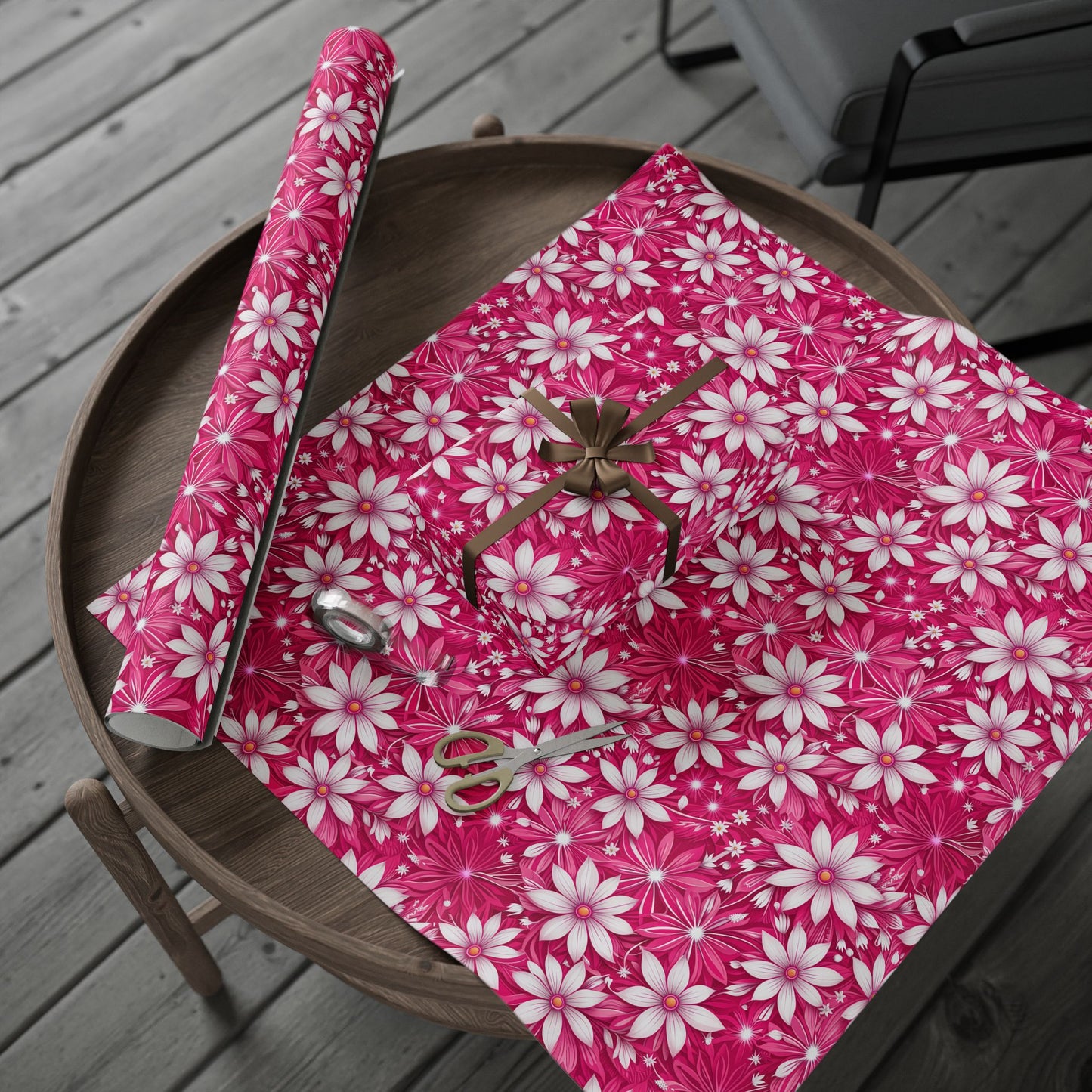 Pink and White Daisies Wrapping Paper