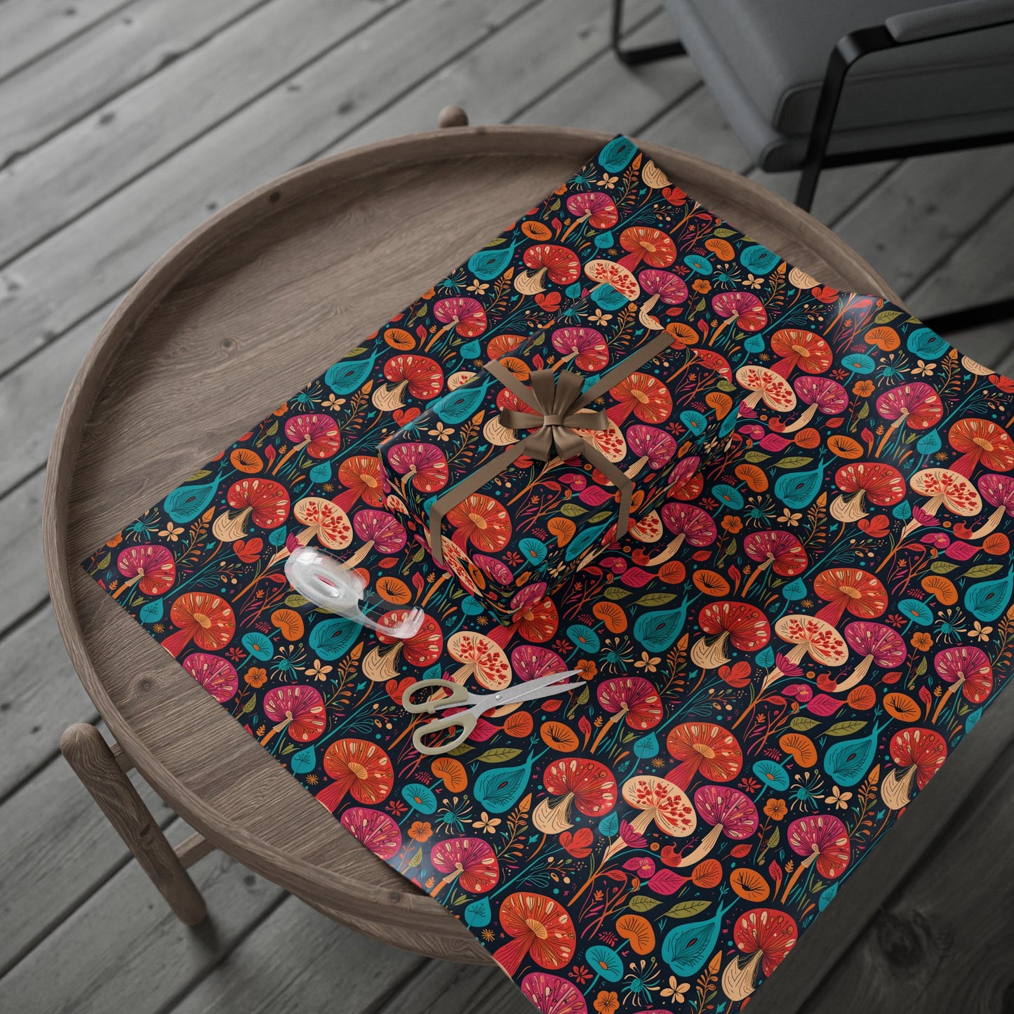 Retro Mushroom Motif Gift Wrap
