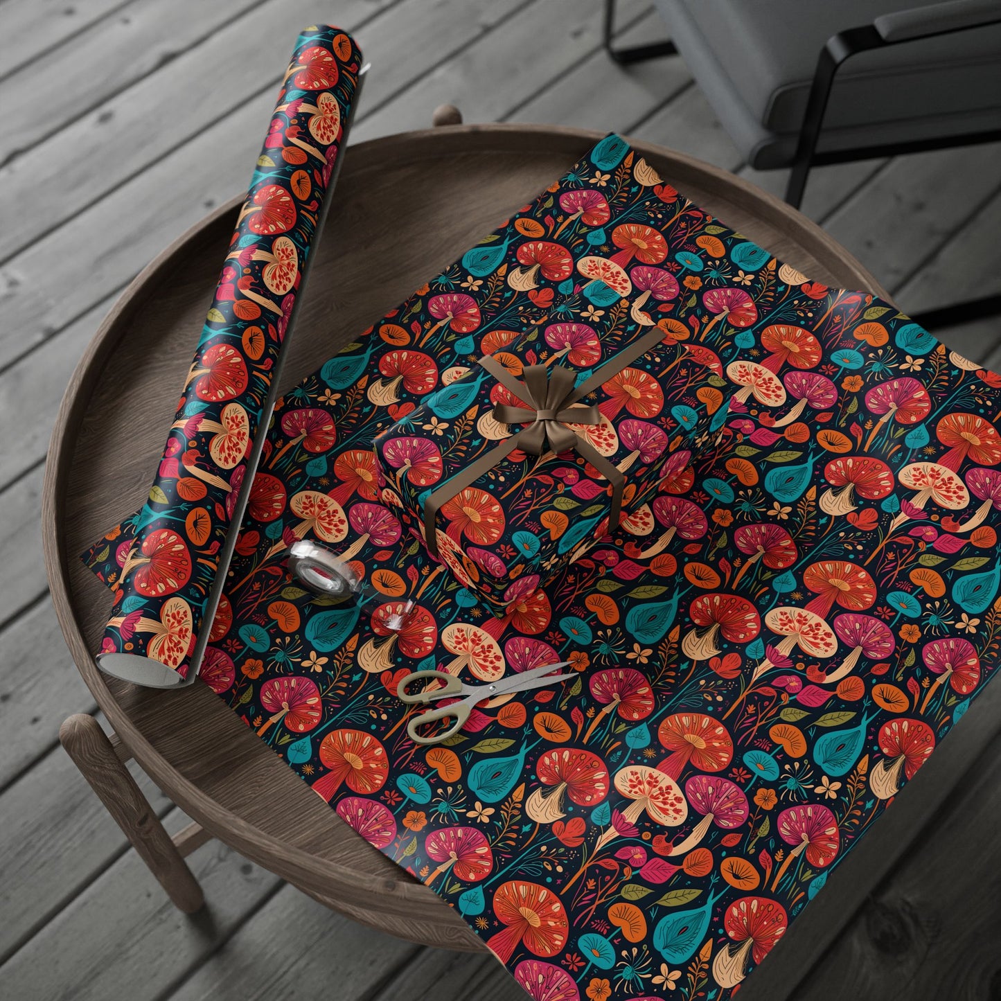 Retro Mushroom Motif Gift Wrap