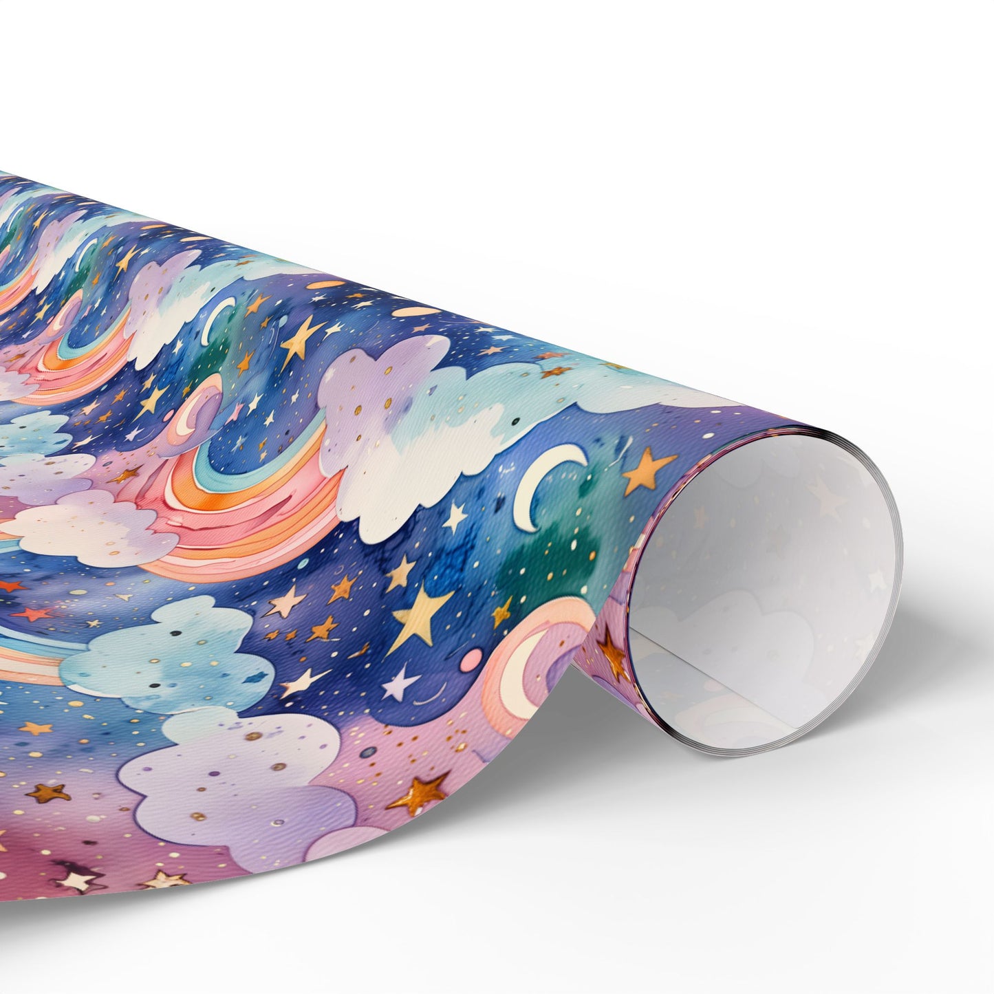 Celestial Rainbows – Whimsical Night Sky Wrapping Paper