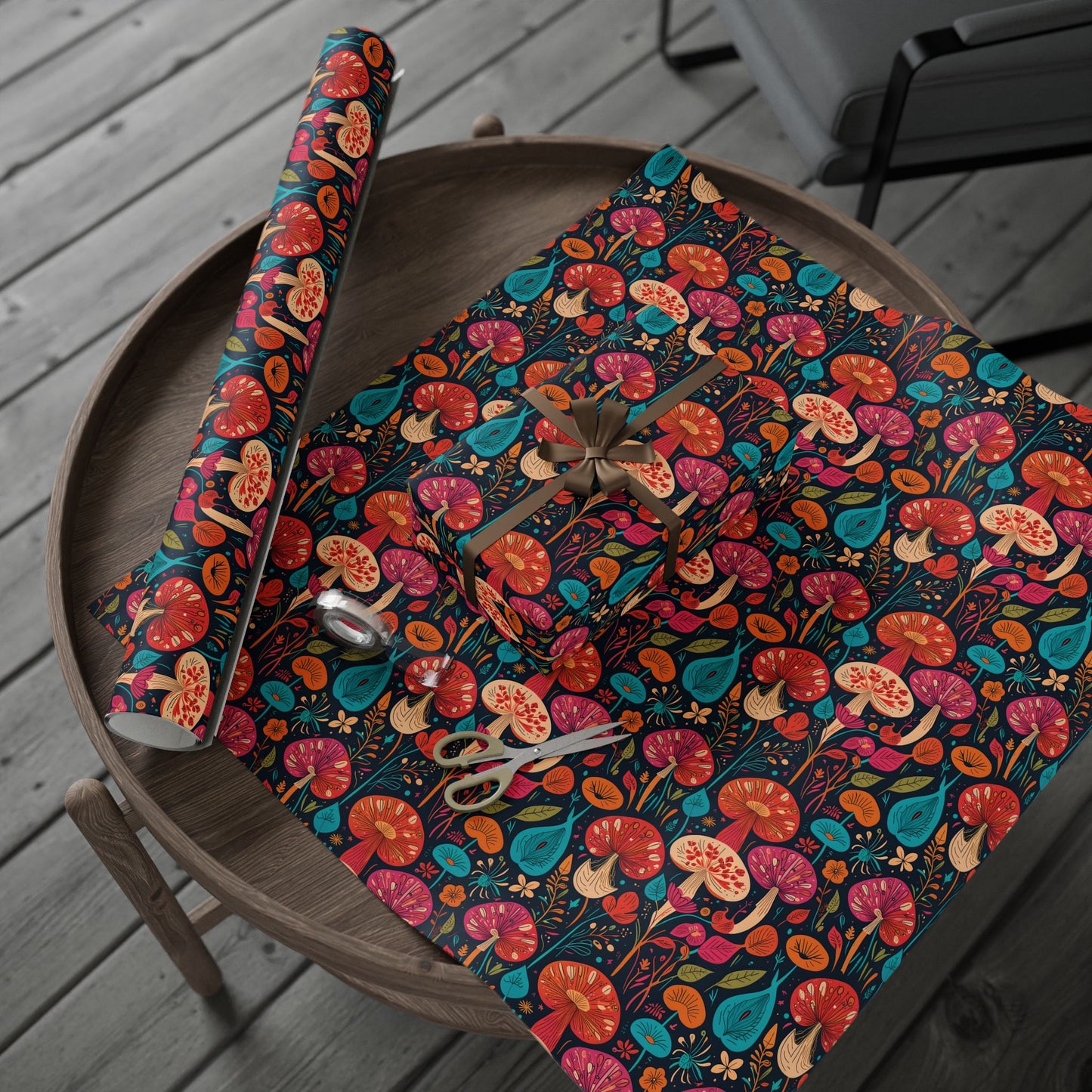 Retro Mushroom Motif Gift Wrap