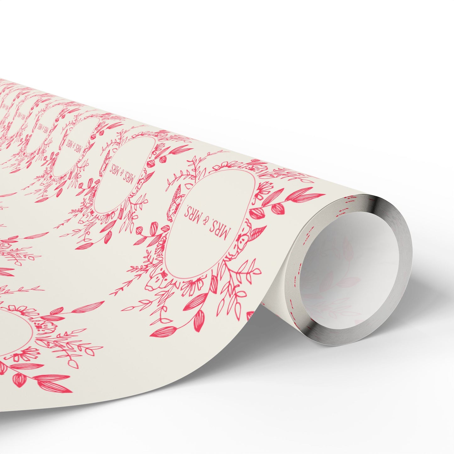 Charming Mrs & Mrs Pink and White Wrapping Paper