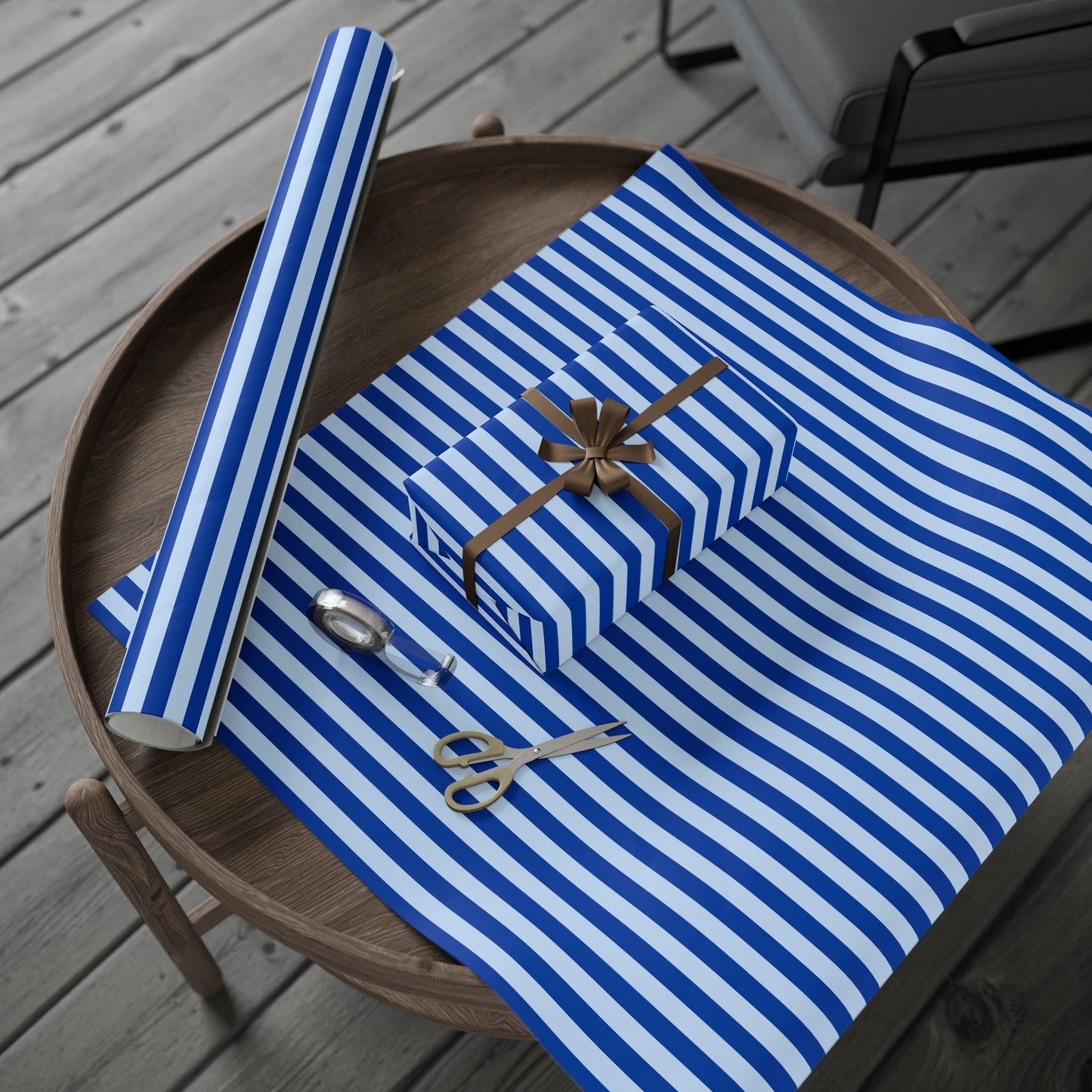 Blue Elegance – Sophisticated Striped Wrap