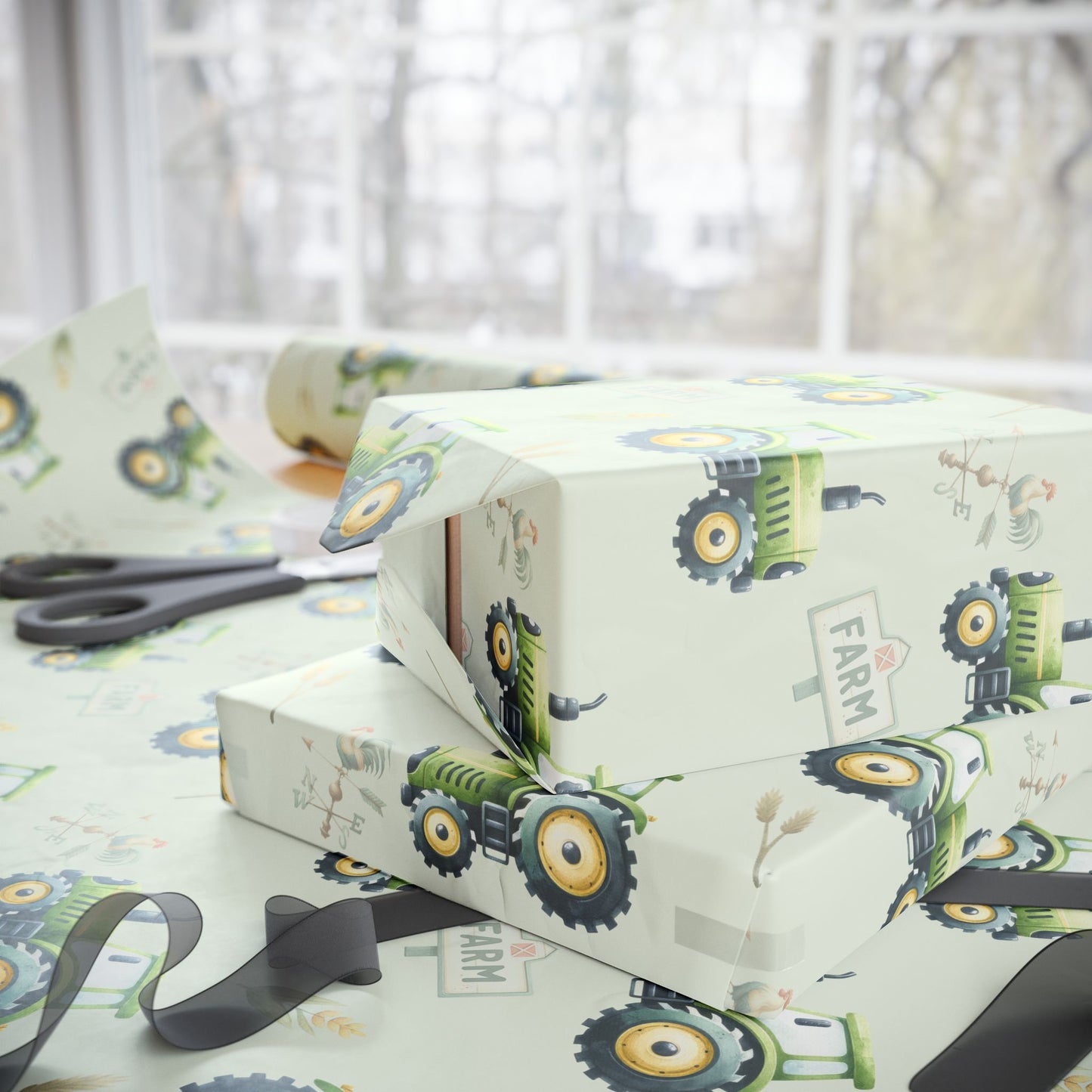 Green Tractor - Themed Wrapping Paper