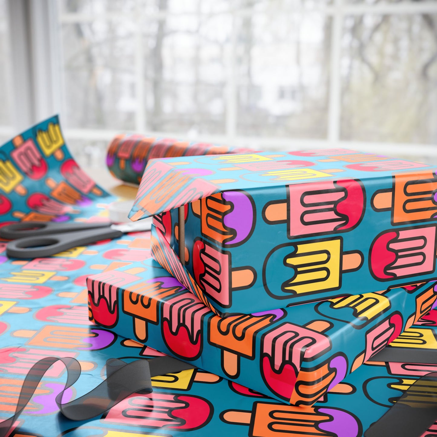 Colorful Blue Popsicle Pop Art Design