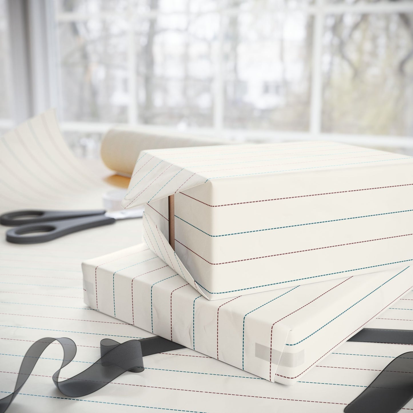 Elegant Stripe Wrapping Paper (cream, red, blue)