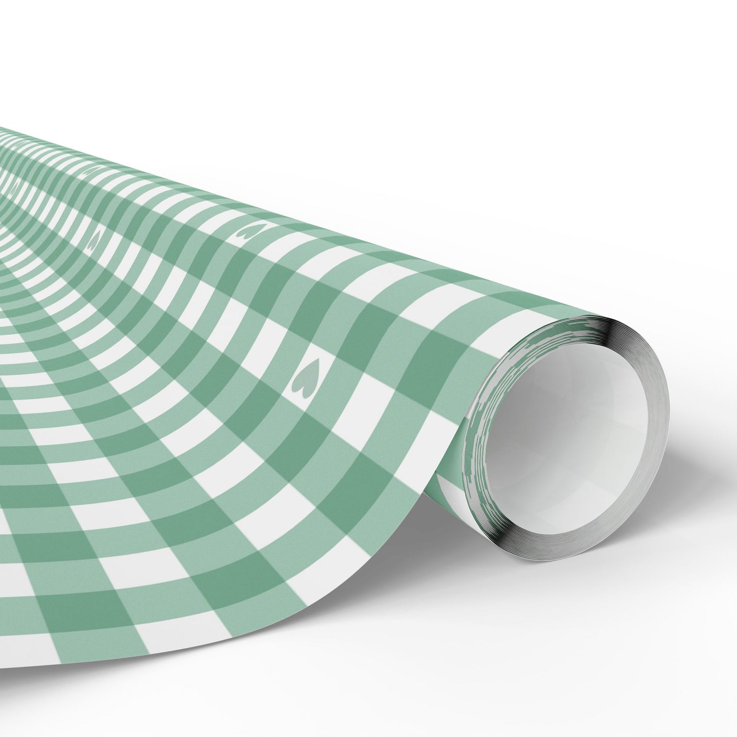 Gingham Green with Small Hearts Wrapping Papers