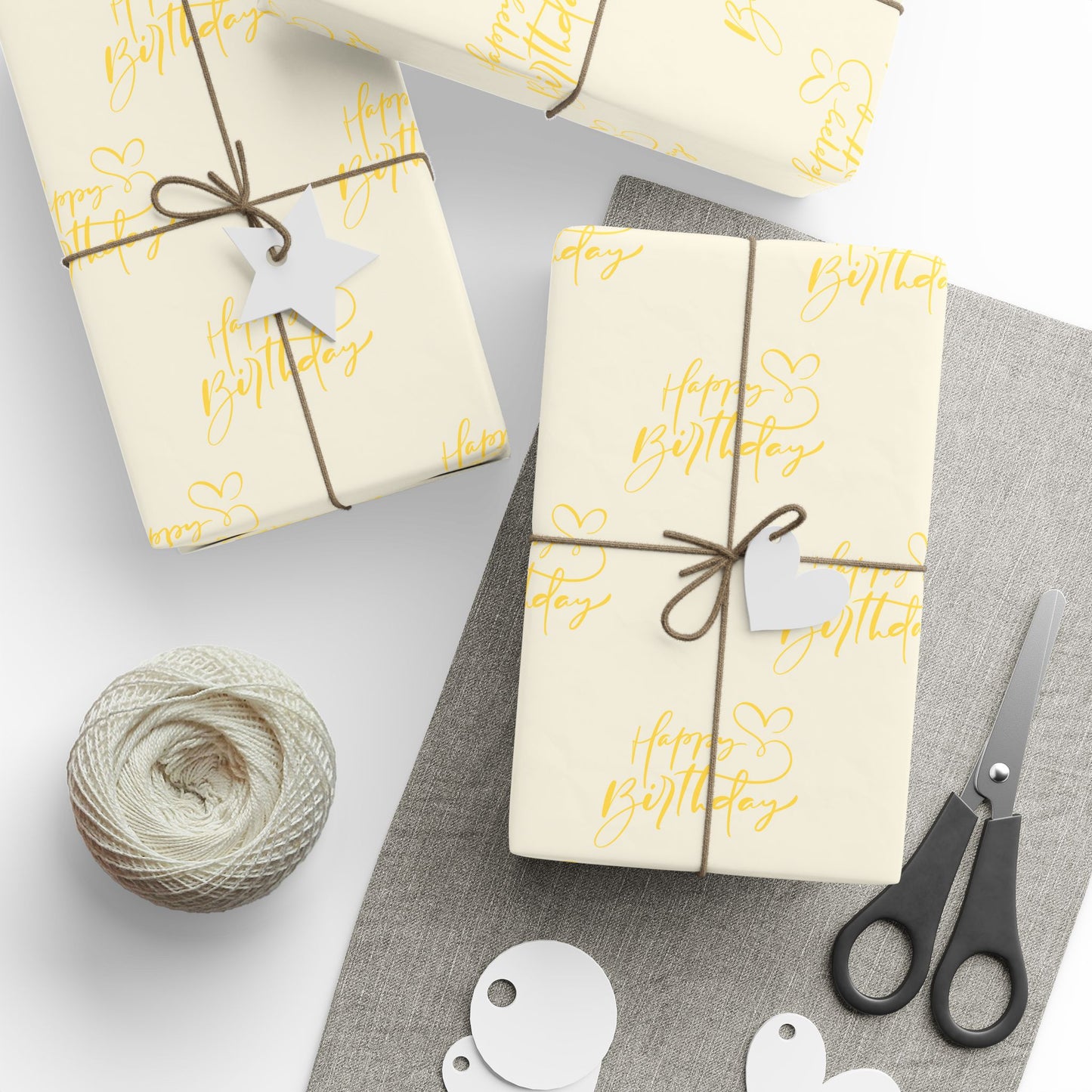 Elegant Yellow Happy Birthday Wrapping Paper