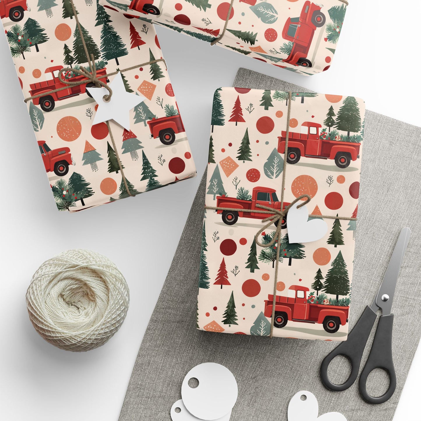 Haulin’ Holiday Cheer – Retro Truck & Tree Wrapping Paper