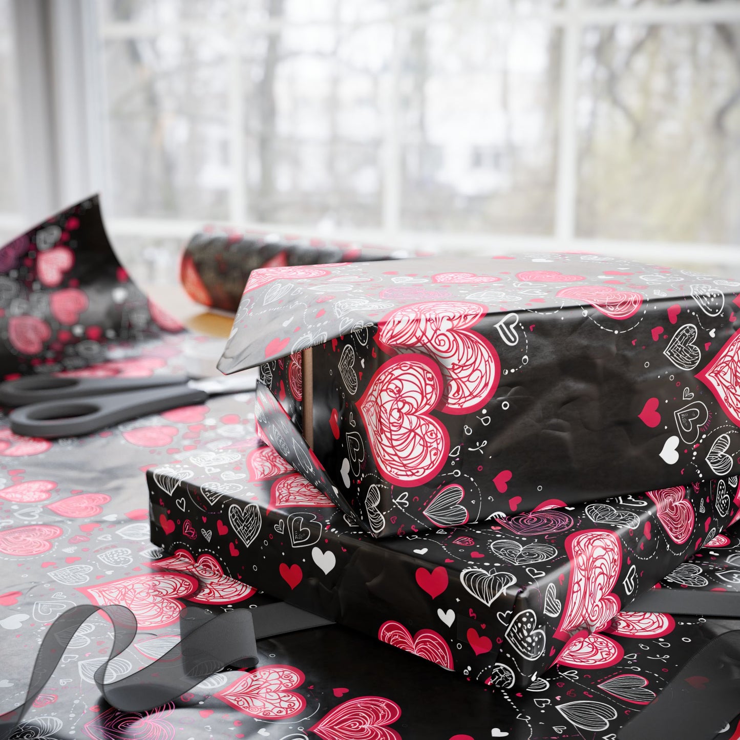 Romantic Hearts Wrapping Paper