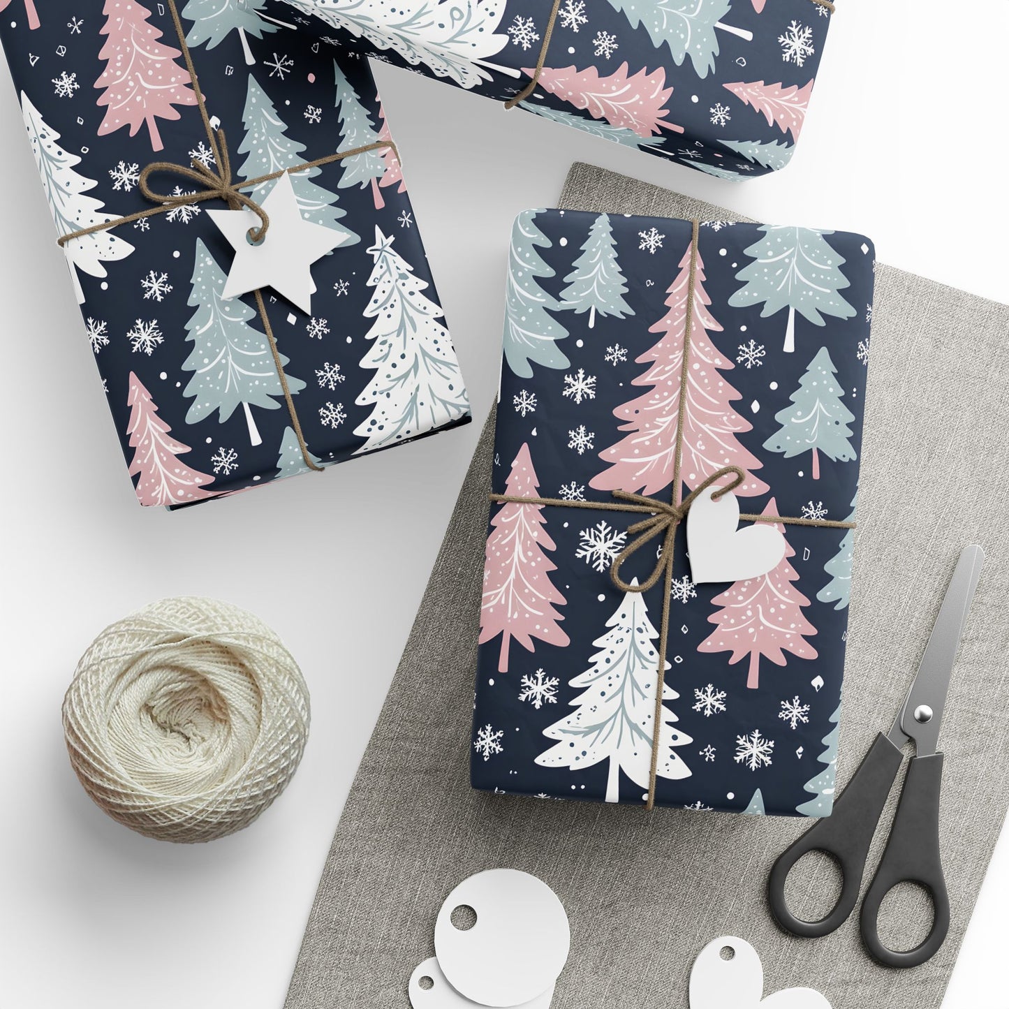 Pink, Blue & White Festive Wrapping Paper