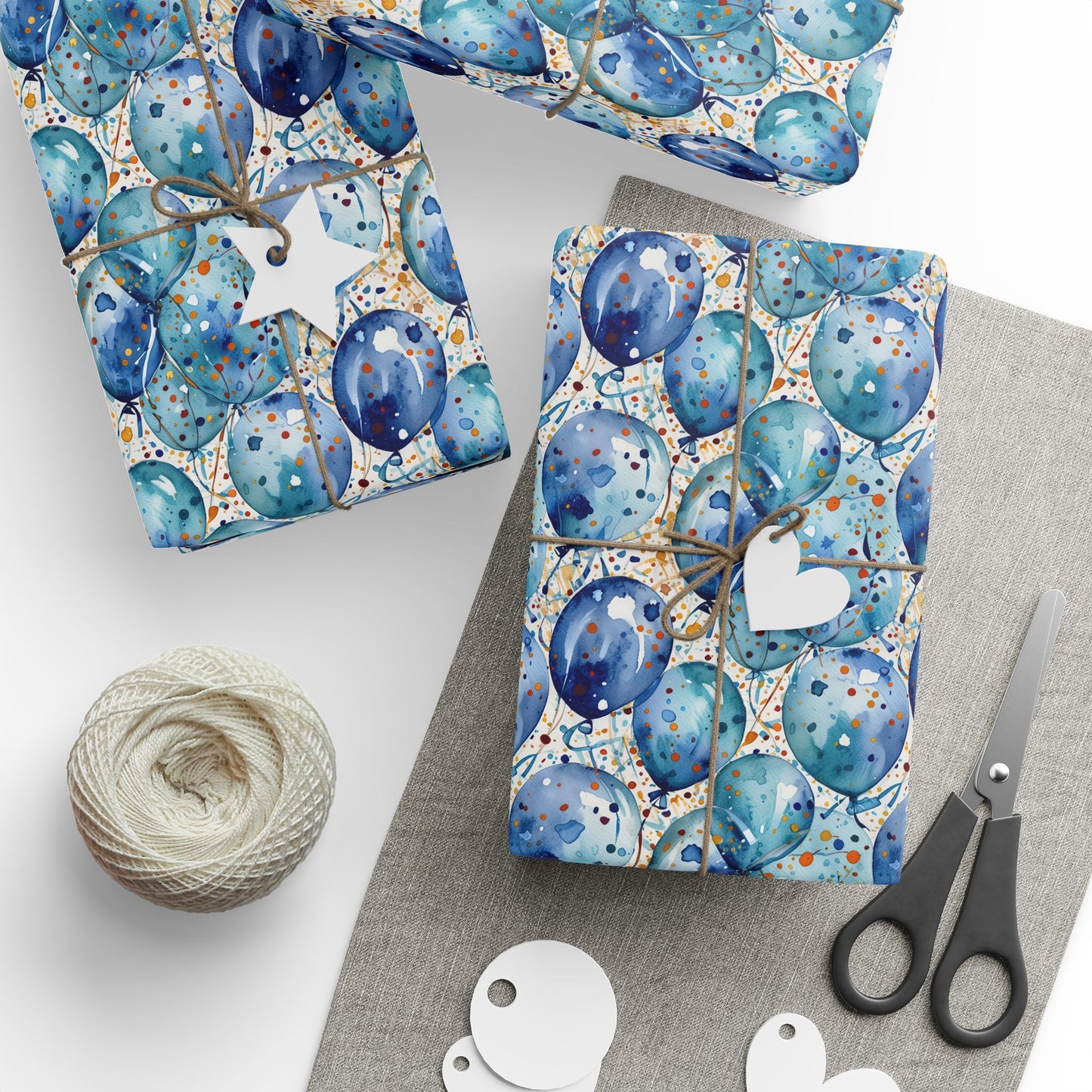 Artistic Blue Celebration Wrapping Papers