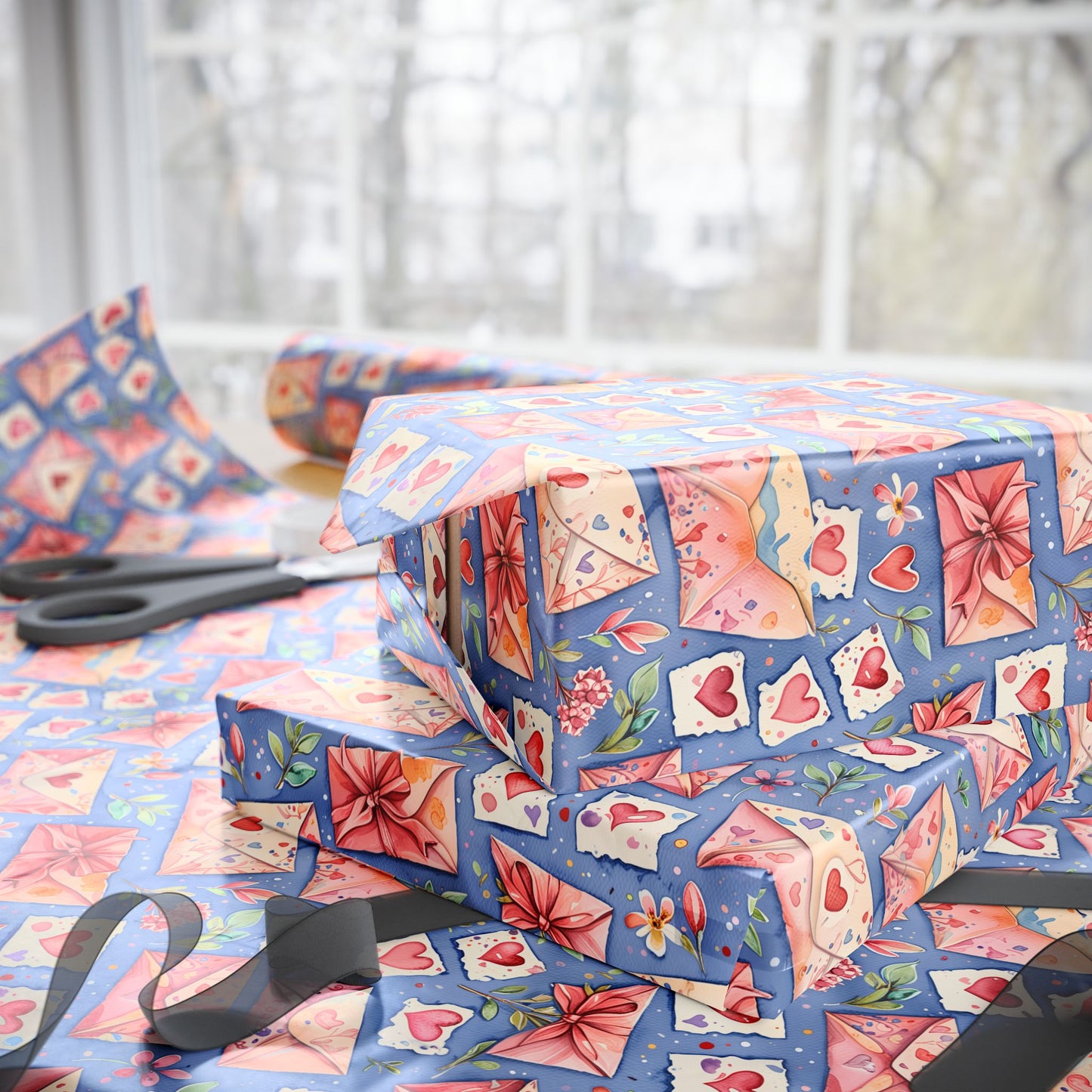 Valentine’s Day Hearts and Letter Wrapping Paper