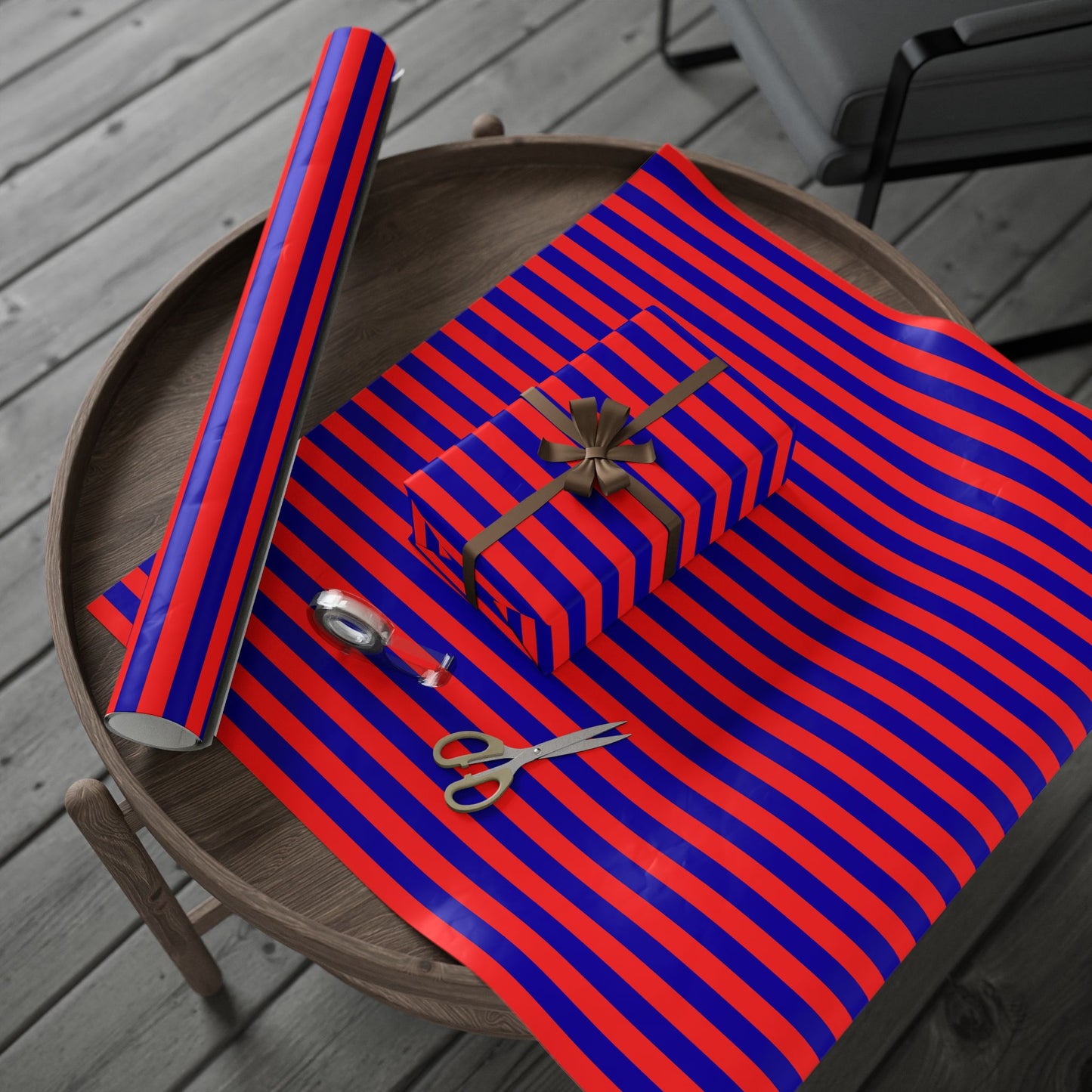 Stripe Hype – Bold Red & Blue Graphic Stripe Wrapping Paper