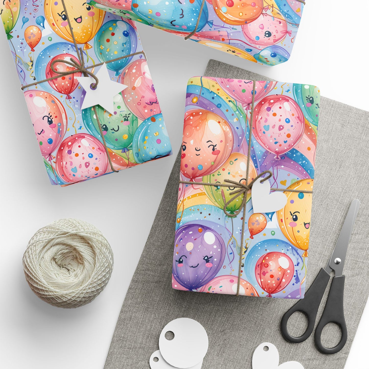 Whimsical Balloon and Rainbow Wrapping Paper