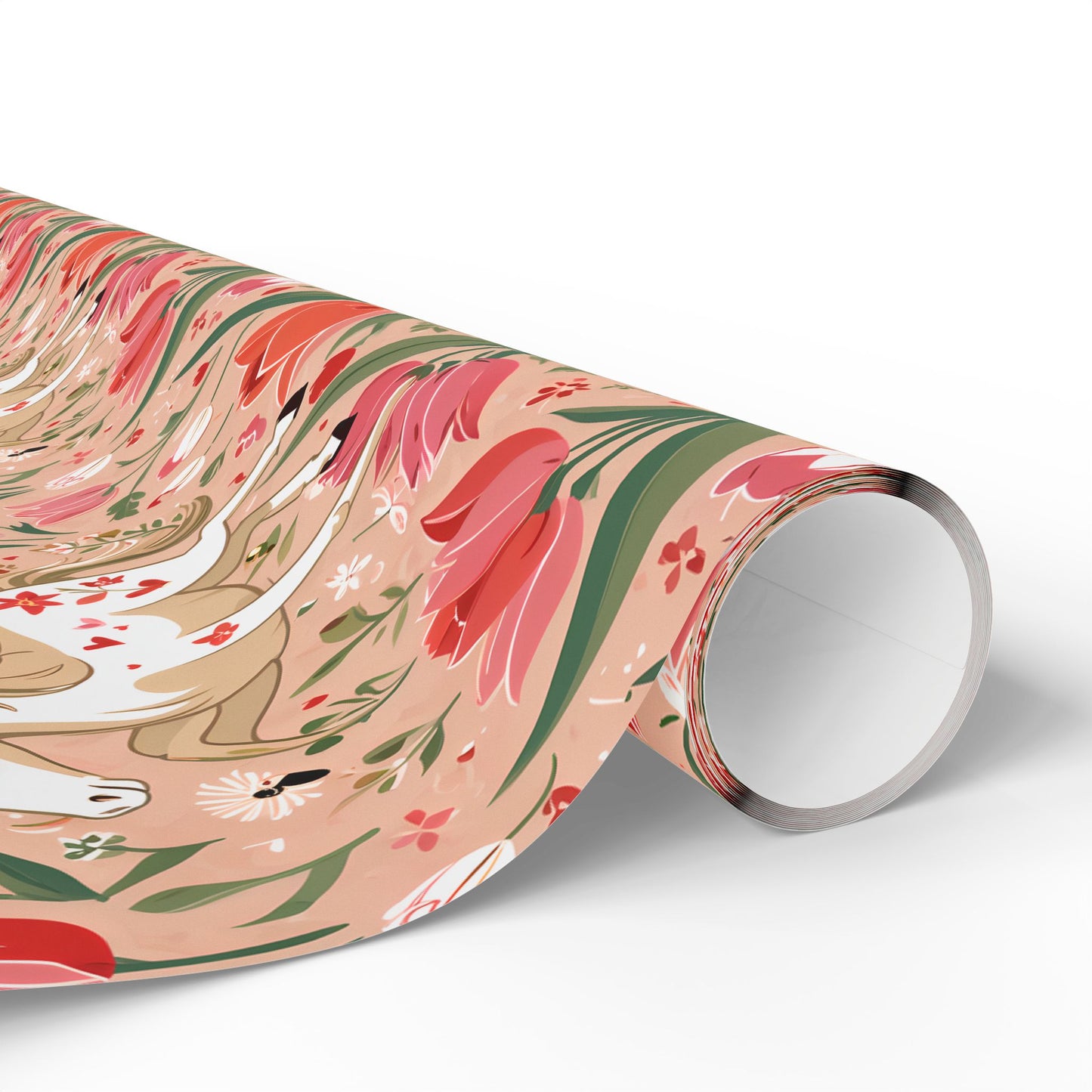 Playful Ponies and Tulips Romantic Gift Wrap