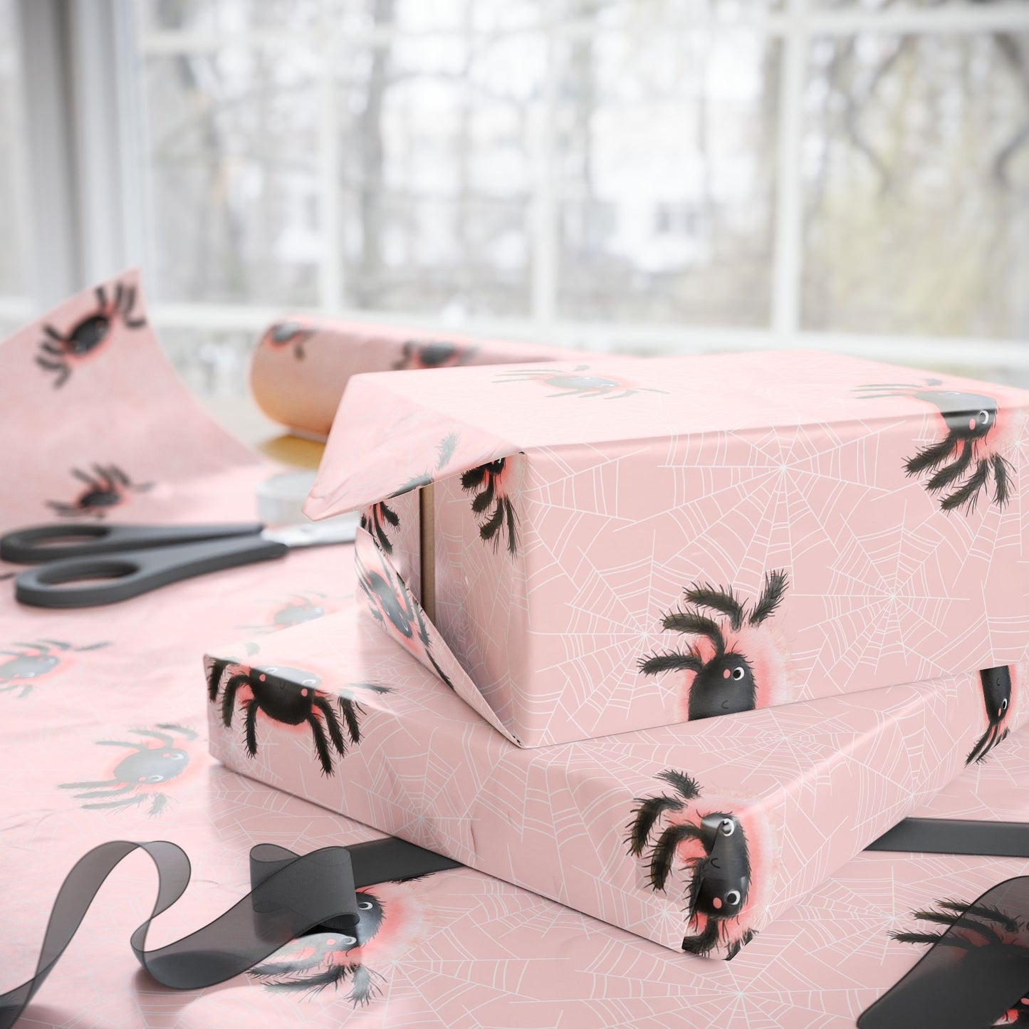 Webby Baby – Pink Fuzzy Spider Wrapping Paper