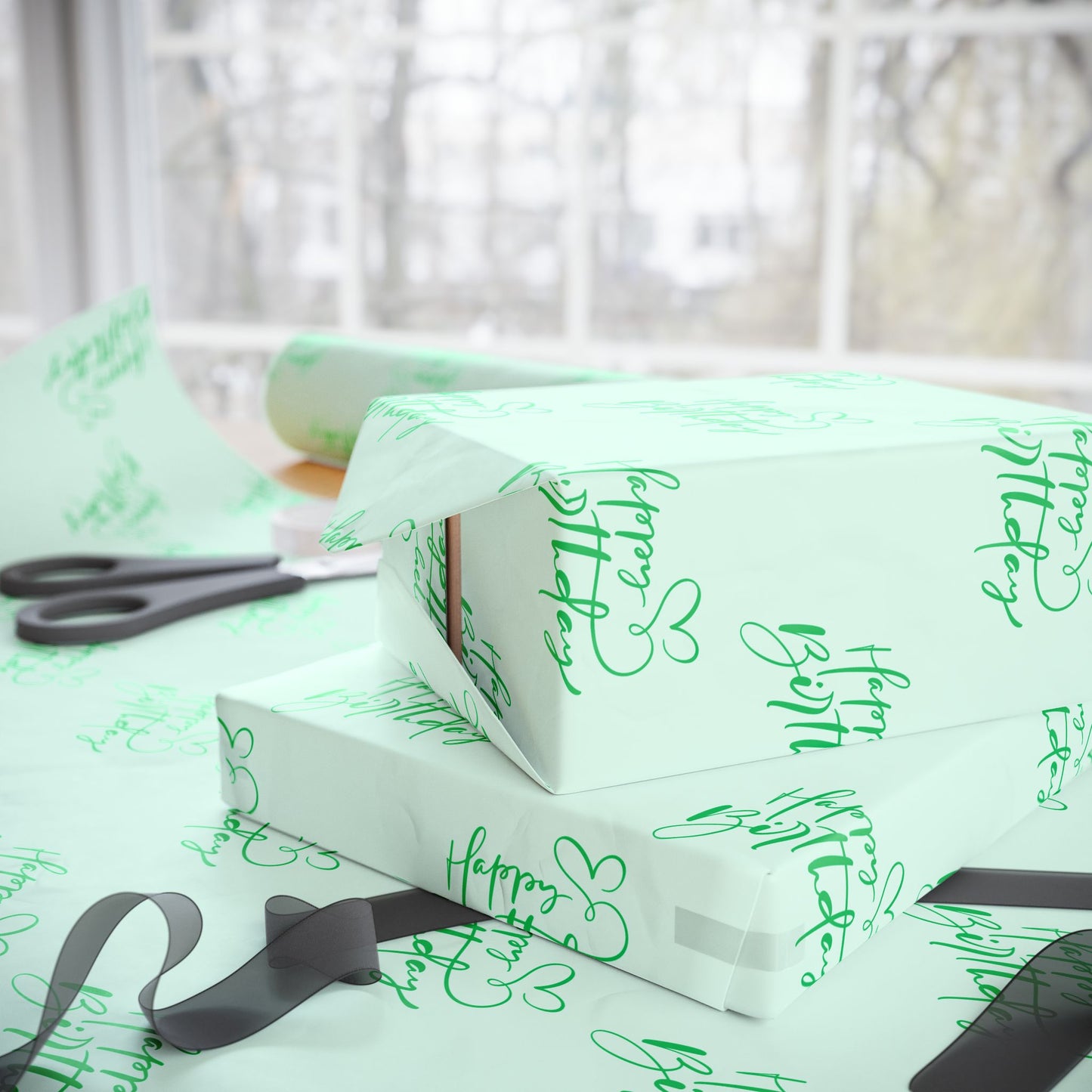 Whimsical Green Happy Birthday Wrapping Paper