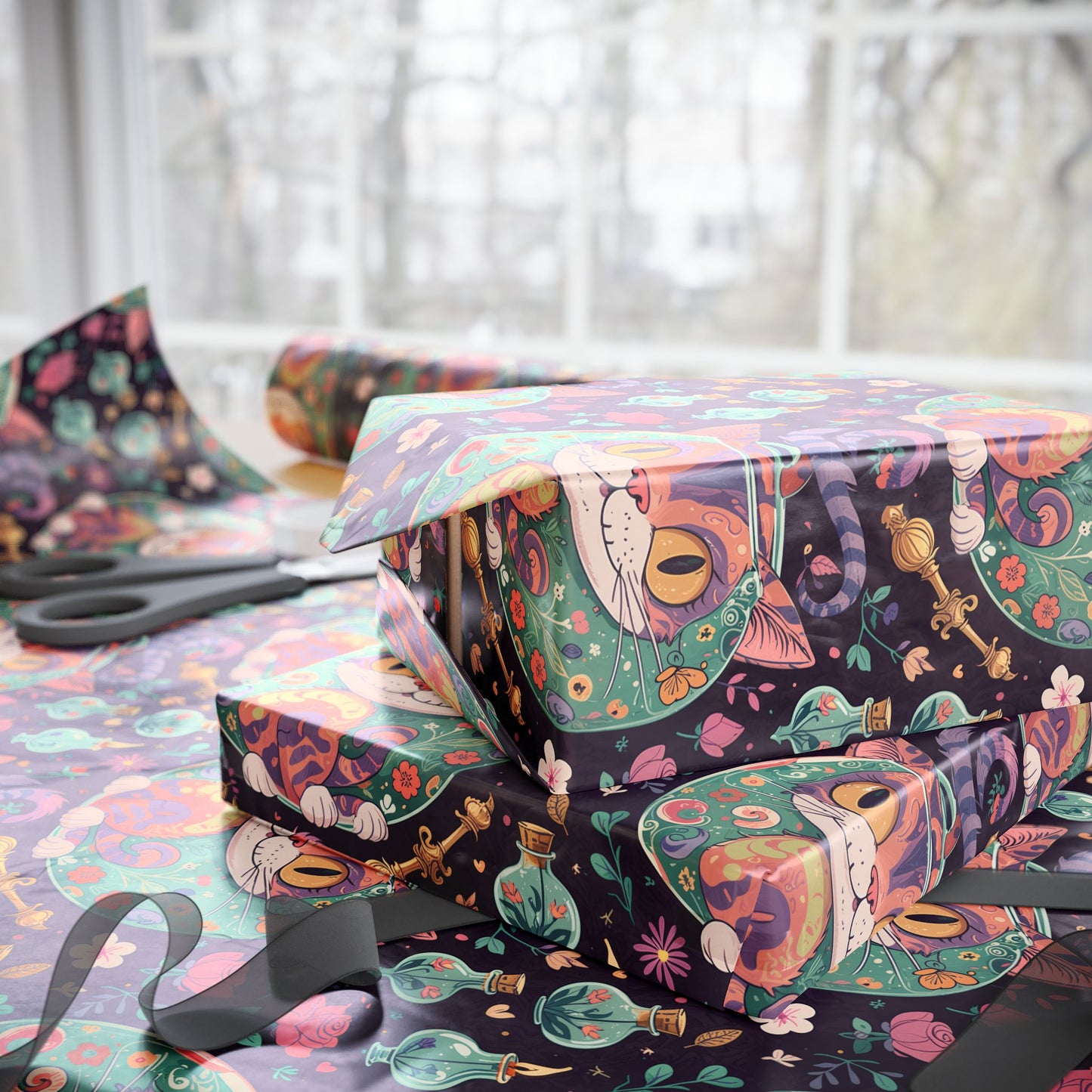 Funky Cheshire Cat Design for Gift Wrapping