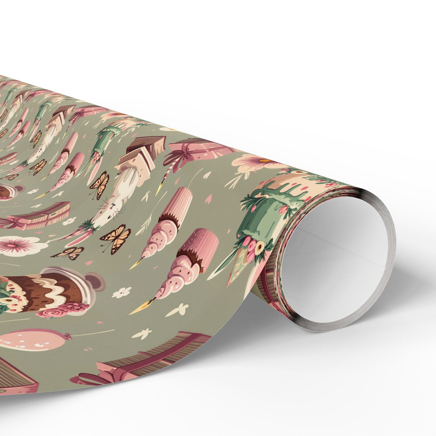 Festive Bunny & Cake Wrapping Paper Roll