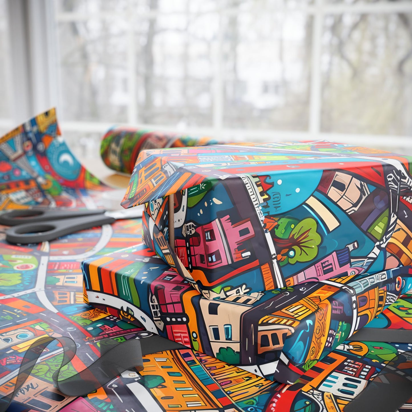 Colorful Paris Wrapping Paper - abstract