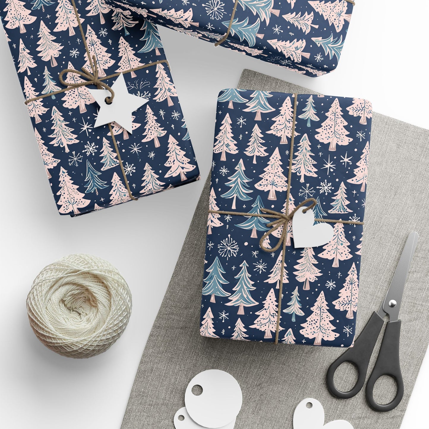 Elegant Pink & Navy Holiday Wrapping Papers