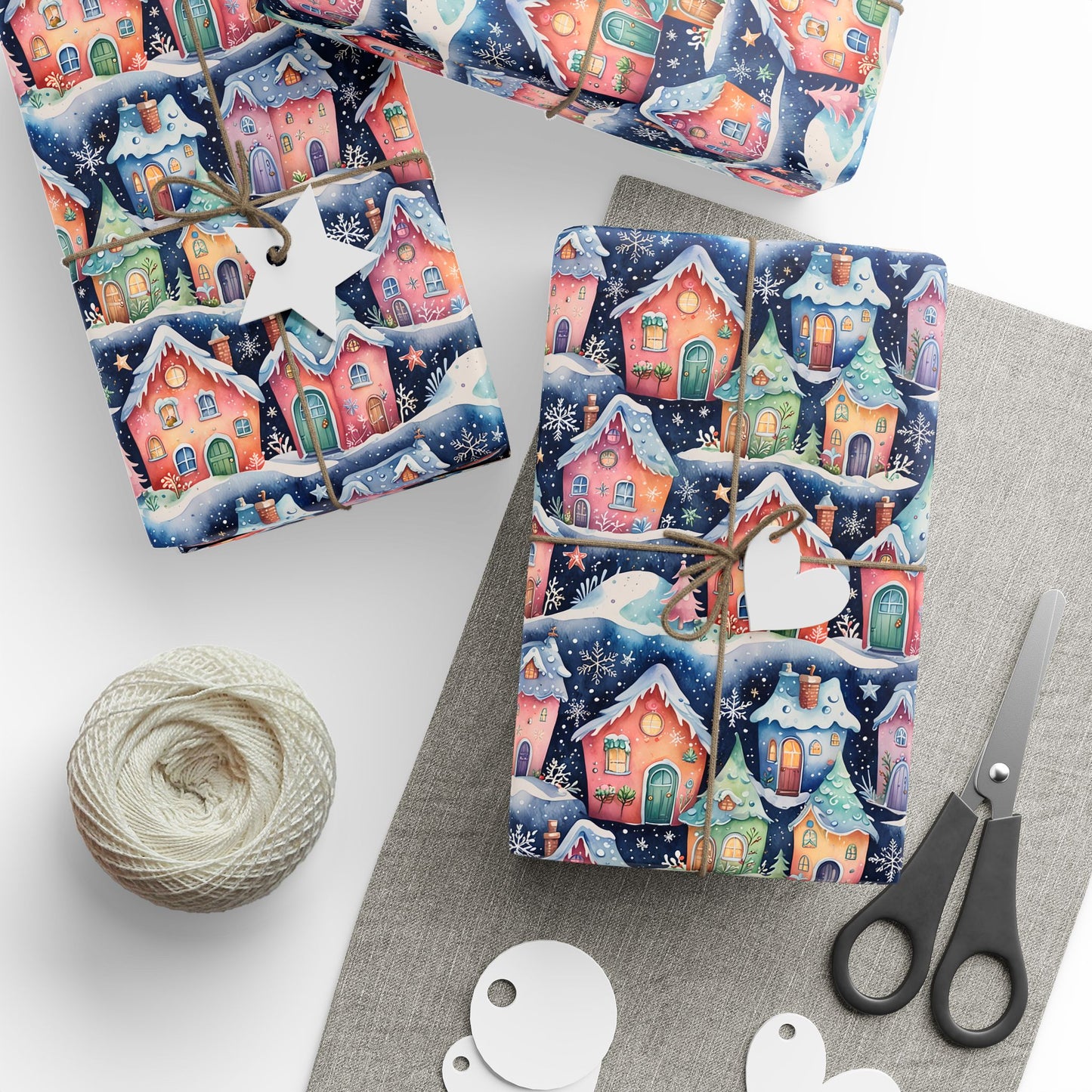 Twinkle Town – Whimsical Christmas Village Wrapping Paper