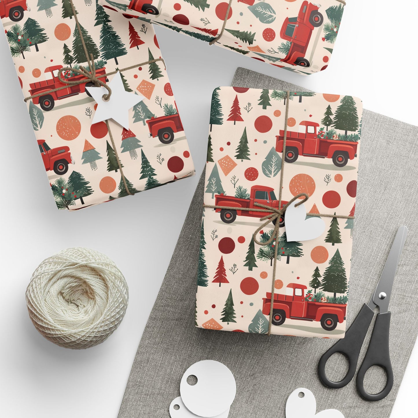 Haulin’ Holiday Cheer – Retro Truck & Tree Wrapping Paper