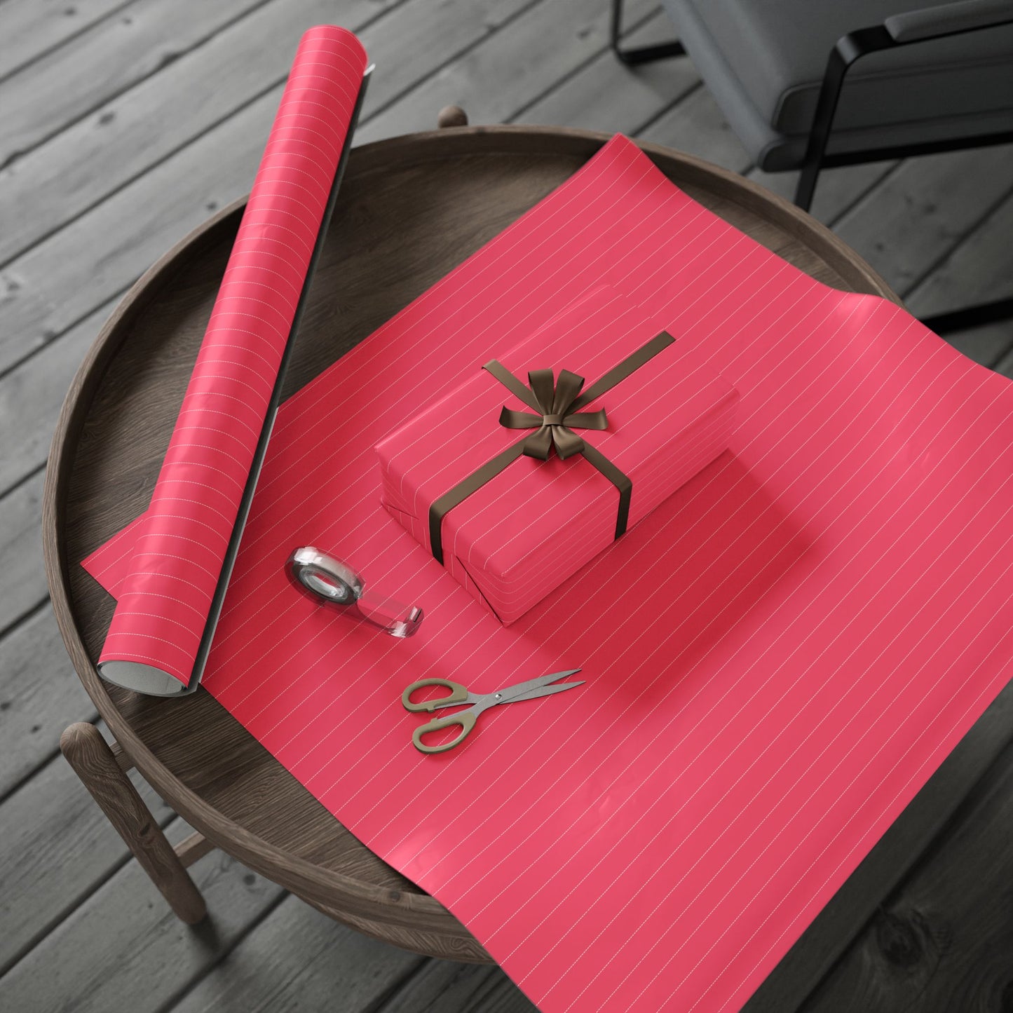 Bright Pink & Cream Striped Wrapping Paper