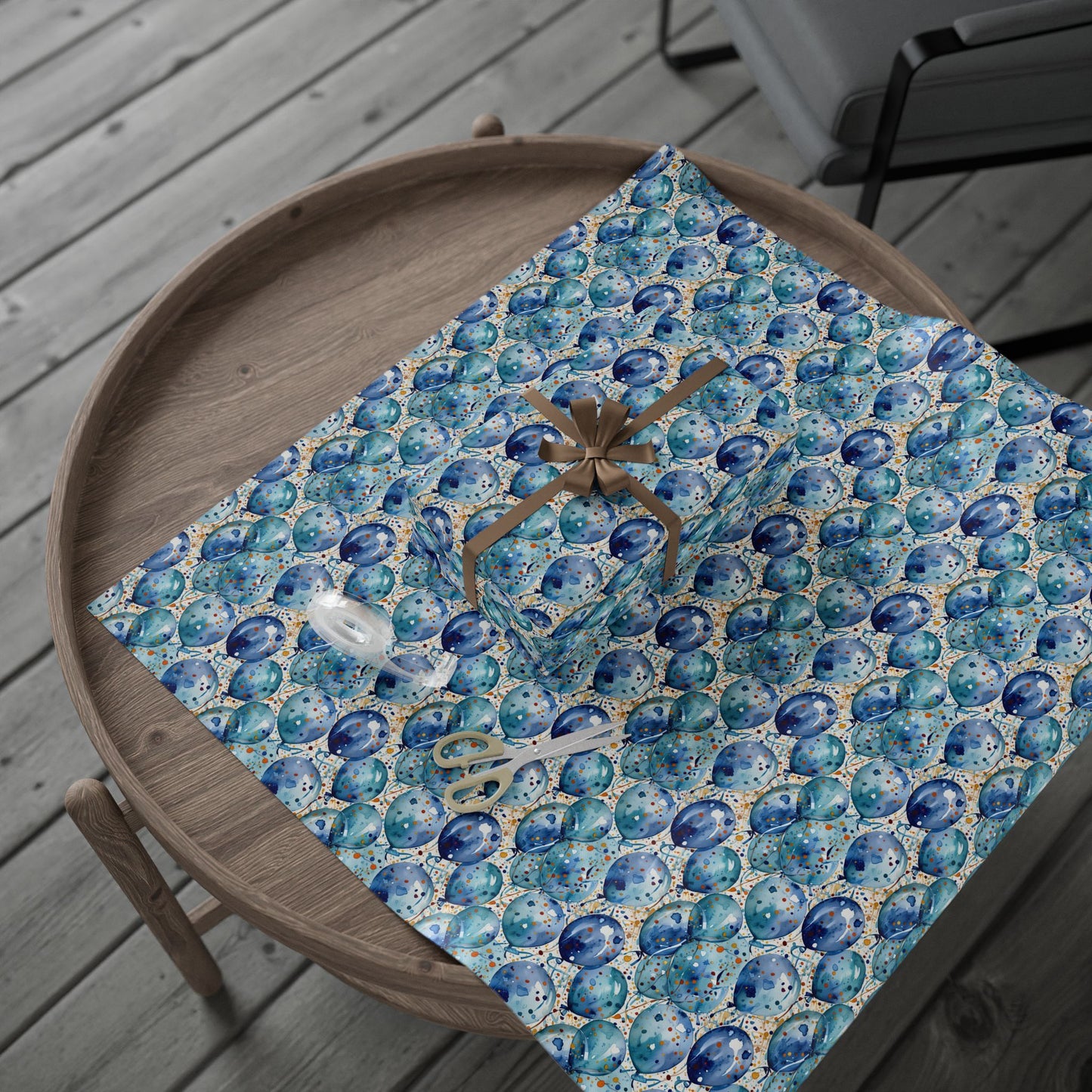 Artistic Blue Celebration Wrapping Papers