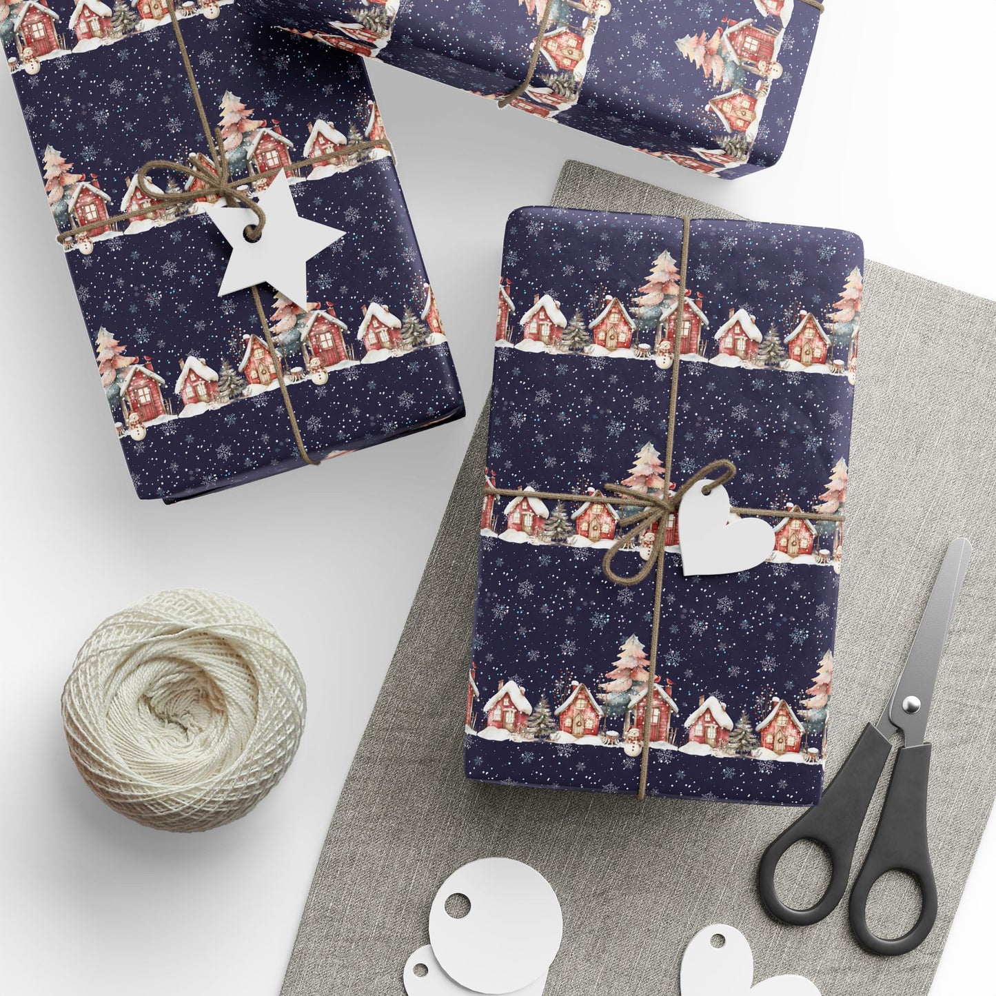 Silent Night, Snowy Light – Winter Village Wrapping Paper