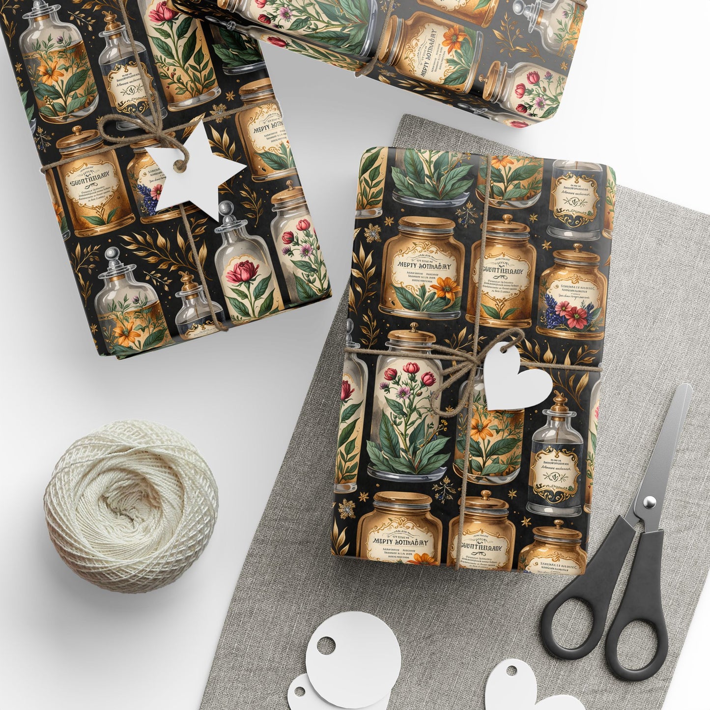 Wrapping Paper - Elegant Apothecary Vintage - Inspired Design