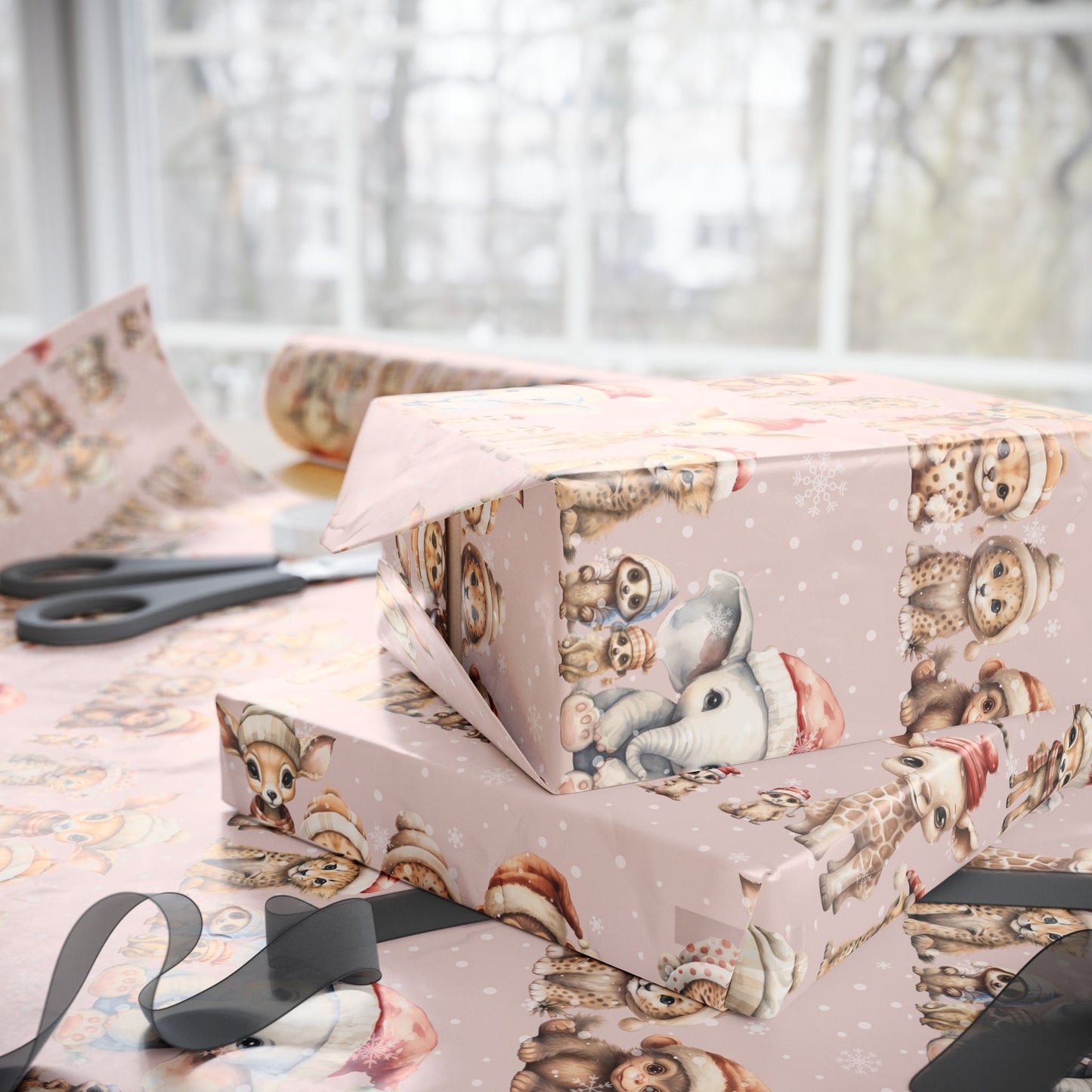 Cute Jungle Animals Winter Wear Gift Wrap