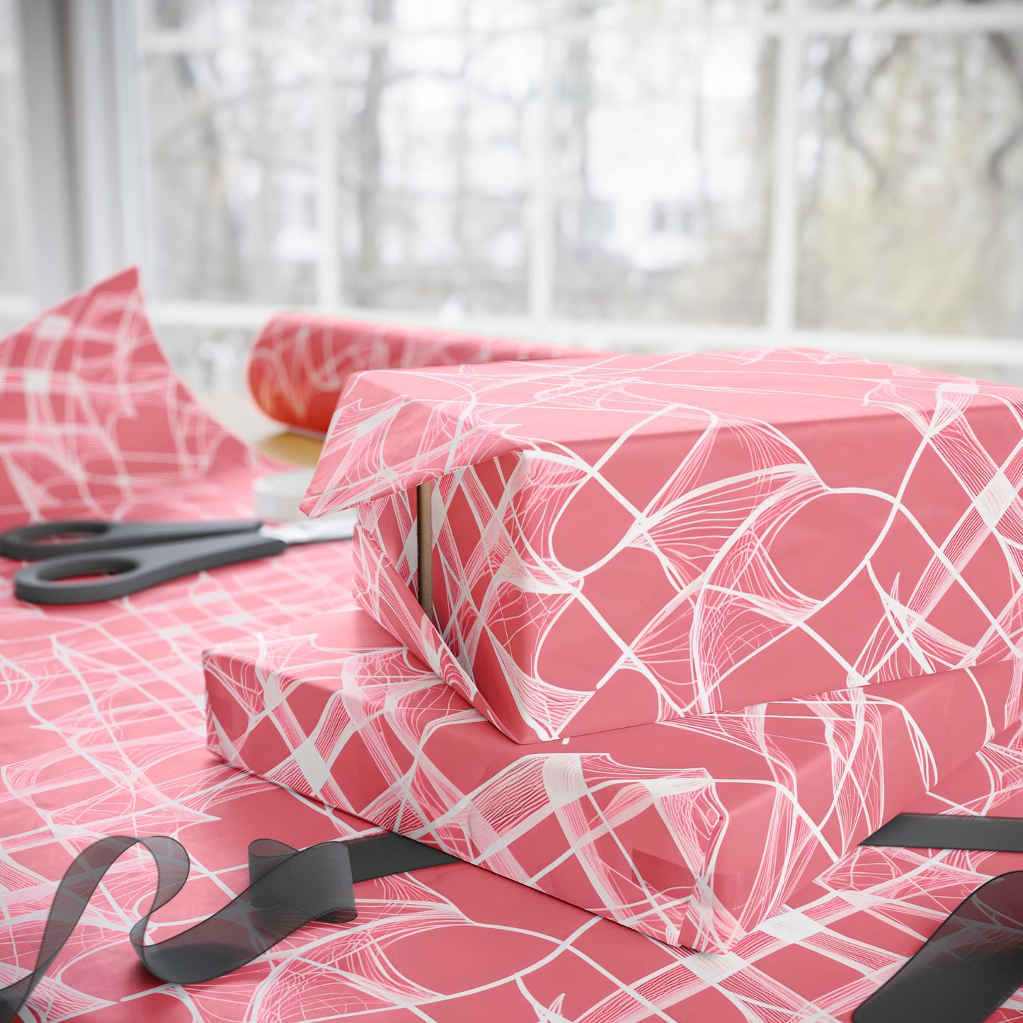 Dusty Pink and Whispy White Lines, Gift Wrap