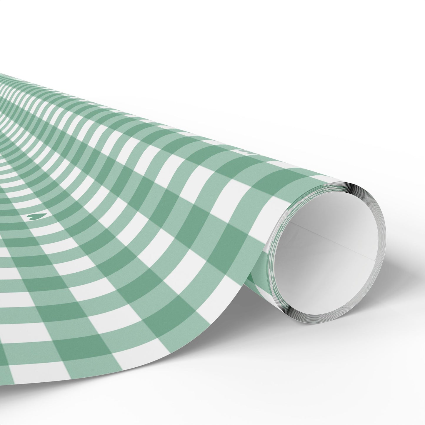 Gingham Green with Small Hearts Wrapping Papers