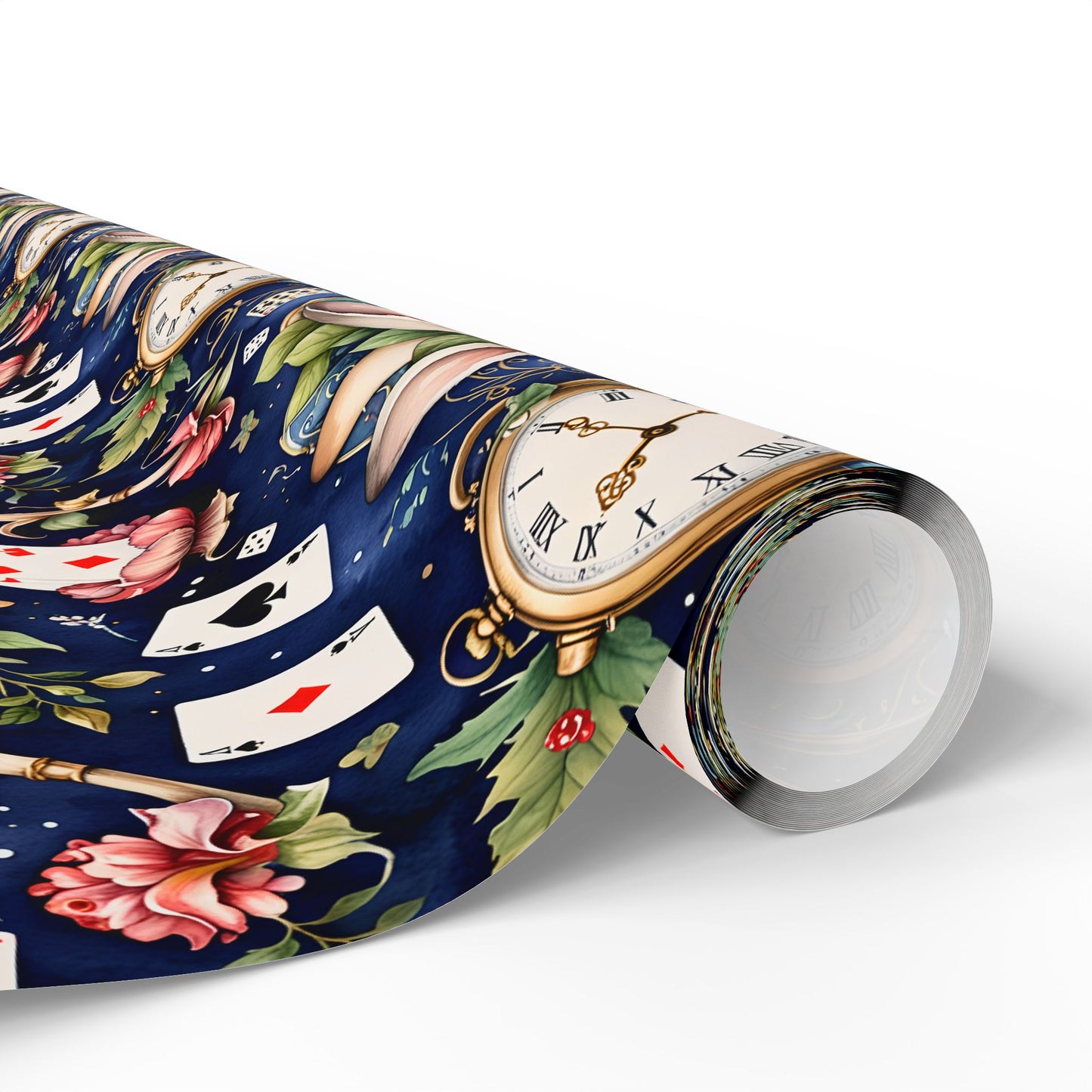 Enchanting Navy Gift Wrap inspired by Alice in Wonderland