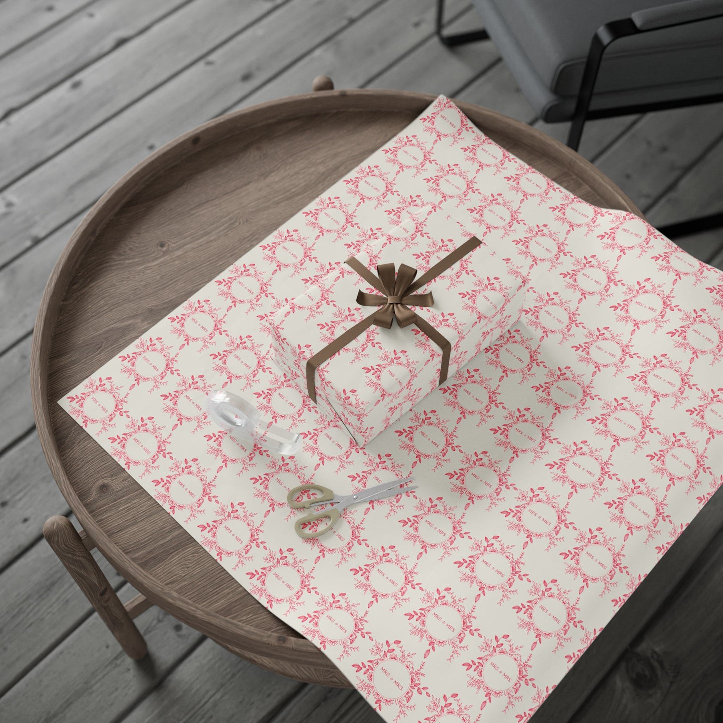 Charming Mrs & Mrs Pink and White Wrapping Paper
