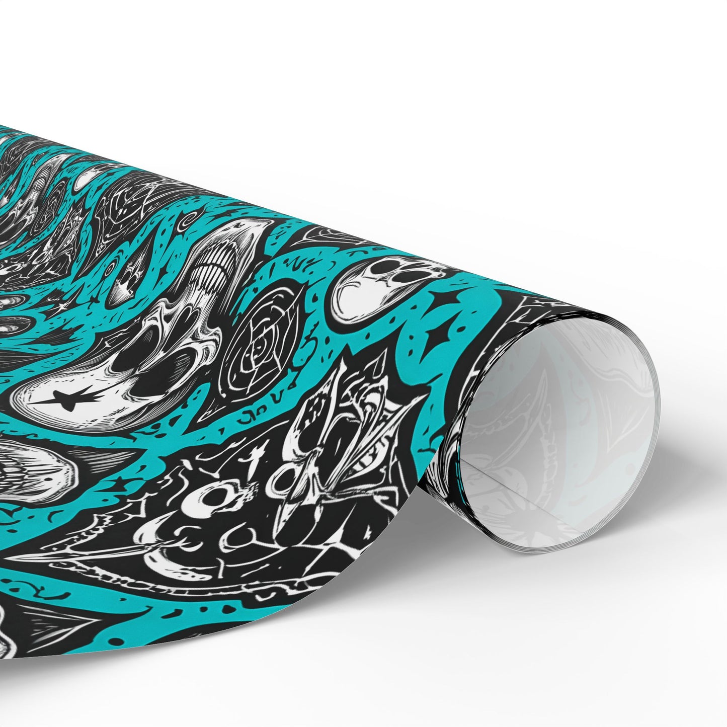 Blue Gothic Skull Wrapping Paper