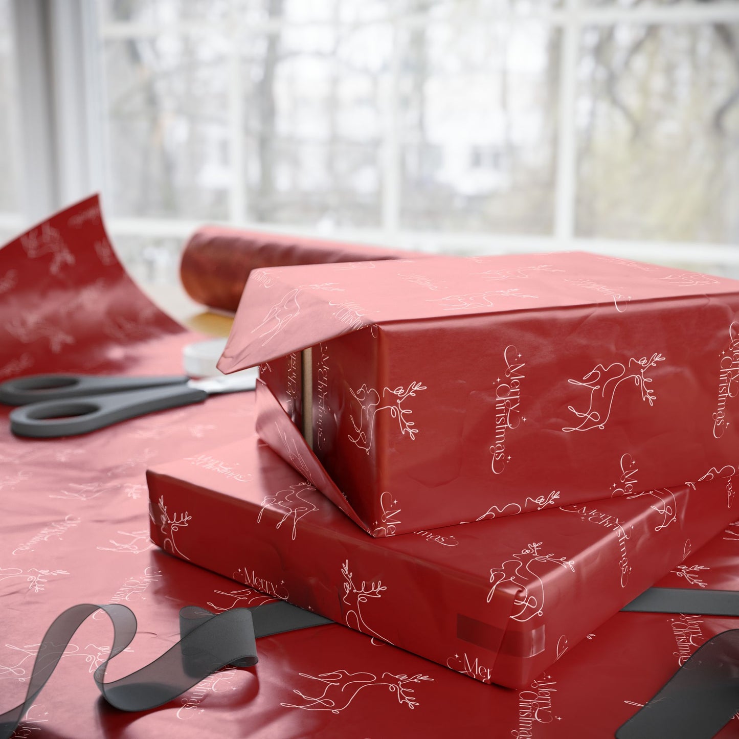 Sleigh All Day – Minimalist Reindeer Christmas Wrapping Paper