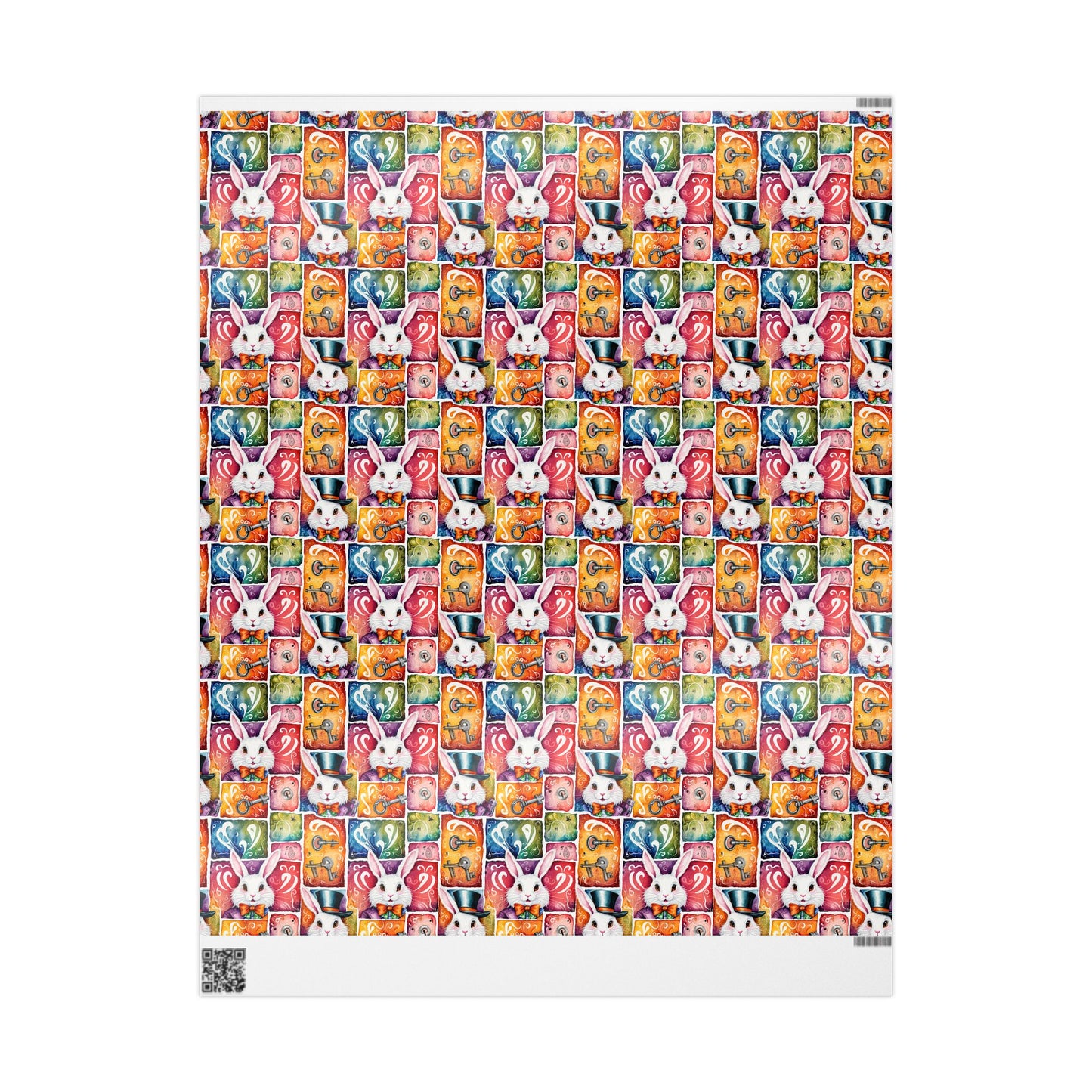 Alice in Wonderland Gift Wrap with Keys & Magic, Whimsical White Rabbit Wrapping Paper