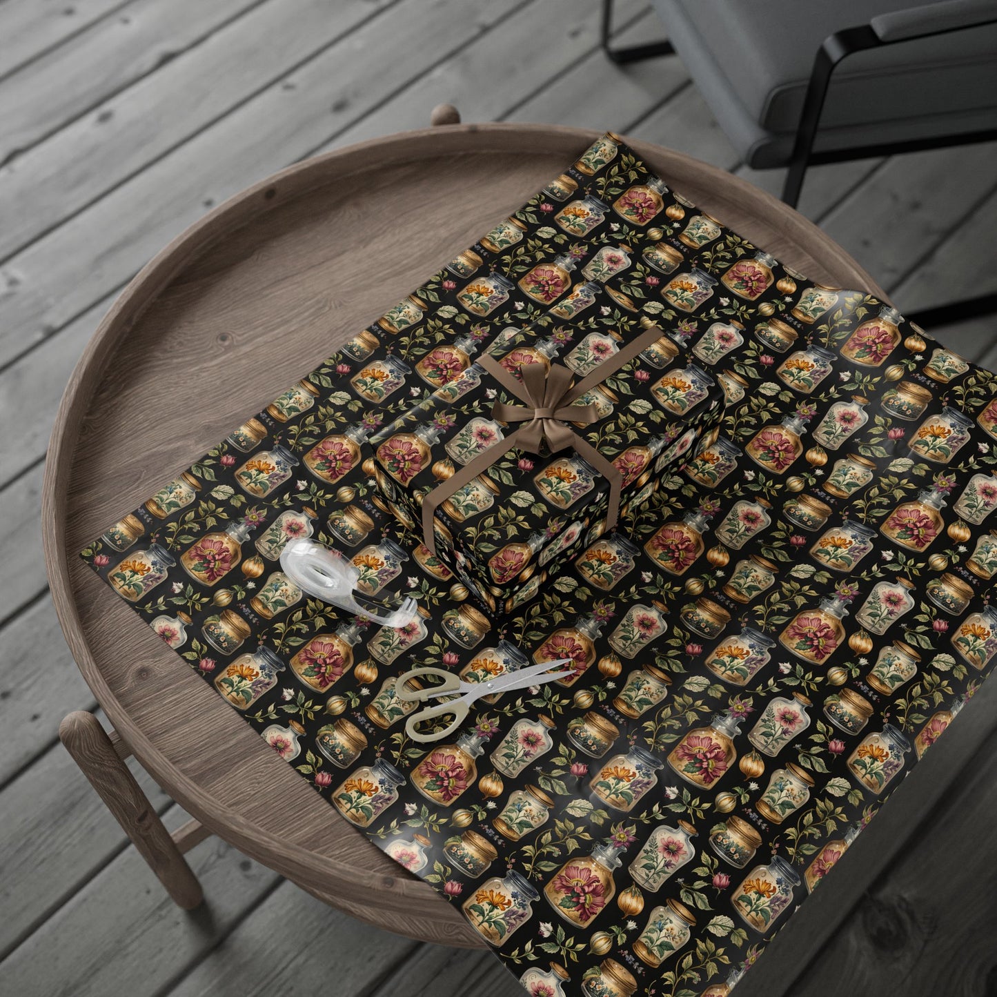 Wrapping Papers - Chic Apothecary Floral Vintage Glass Jar Pattern