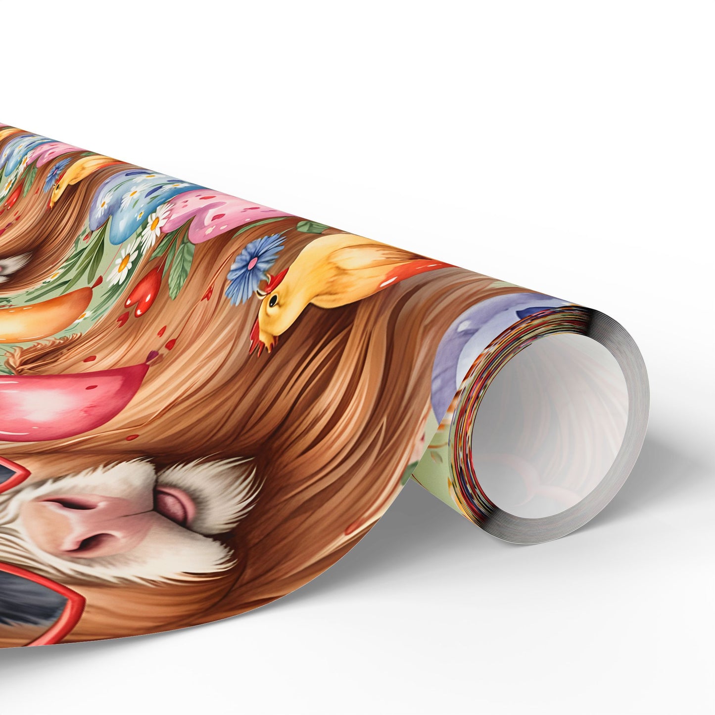 Gift Wrap - Unique Green Highland Cow Design