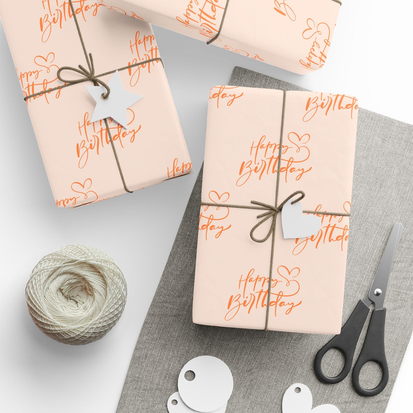 Chic Orange Happy Birthday Wrapping Paper