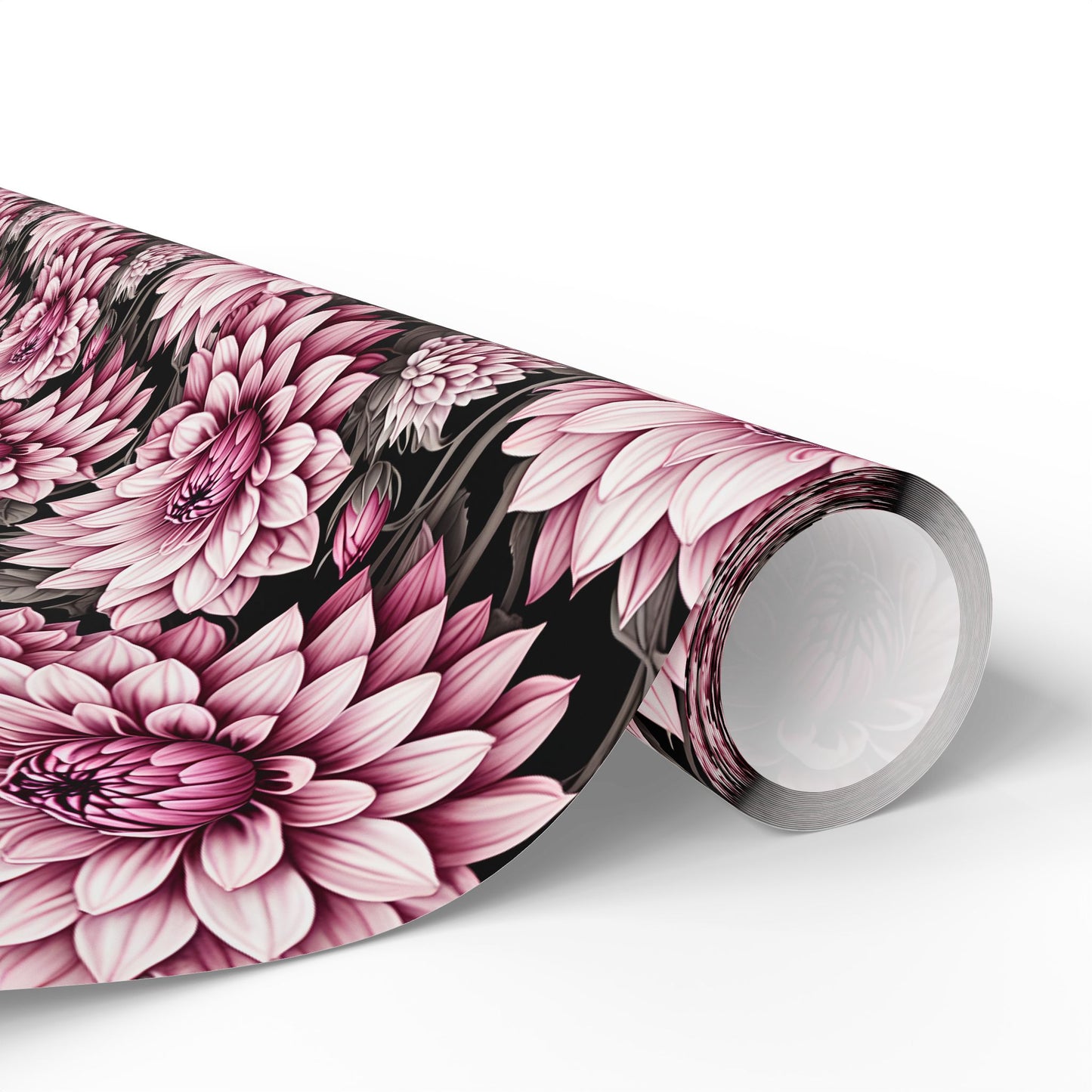 Dahlia Fields of Pink White Black Gift Wrapping Paper