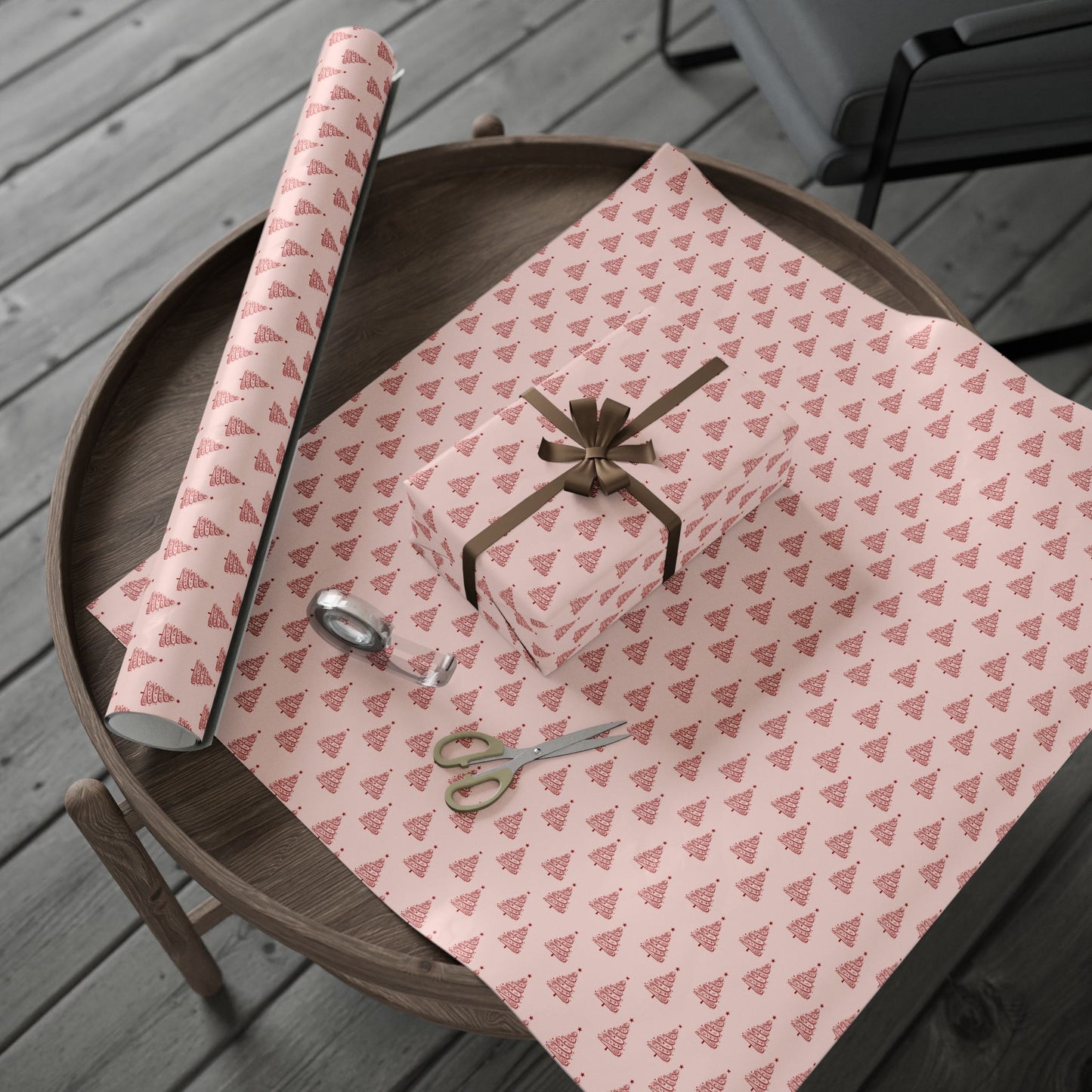 Twinkle Twirl – Pink & Red Swirl Tree Wrapping Paper