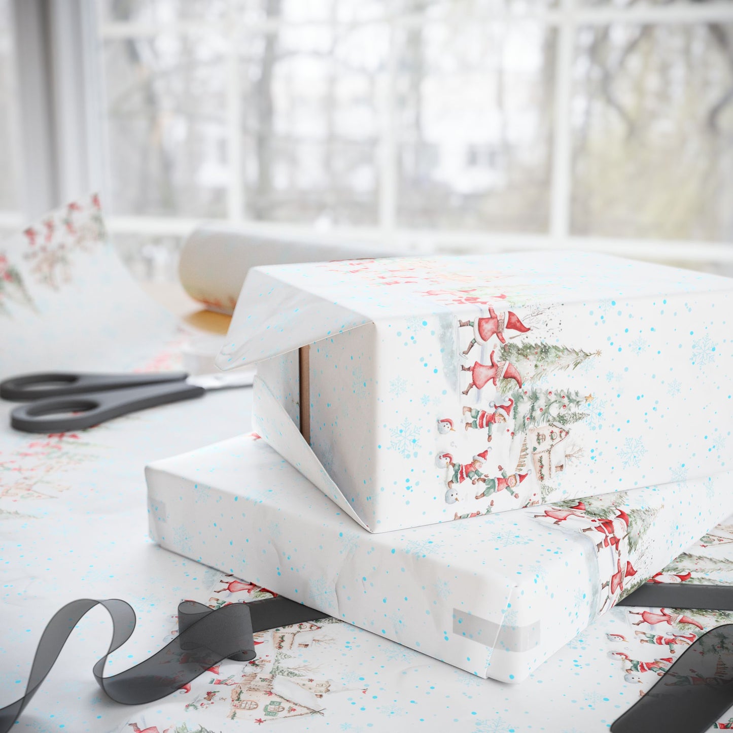 Tinsel Tango – Dancing Elves in a Winter Wonderland Wrapping Paper