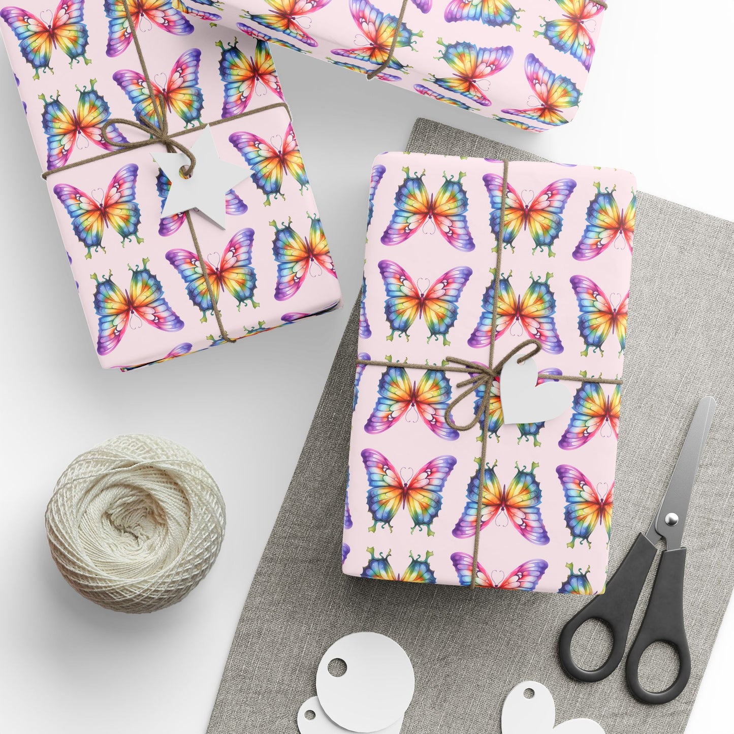 Colorful Rainbow Butterfly Wrapping Paper